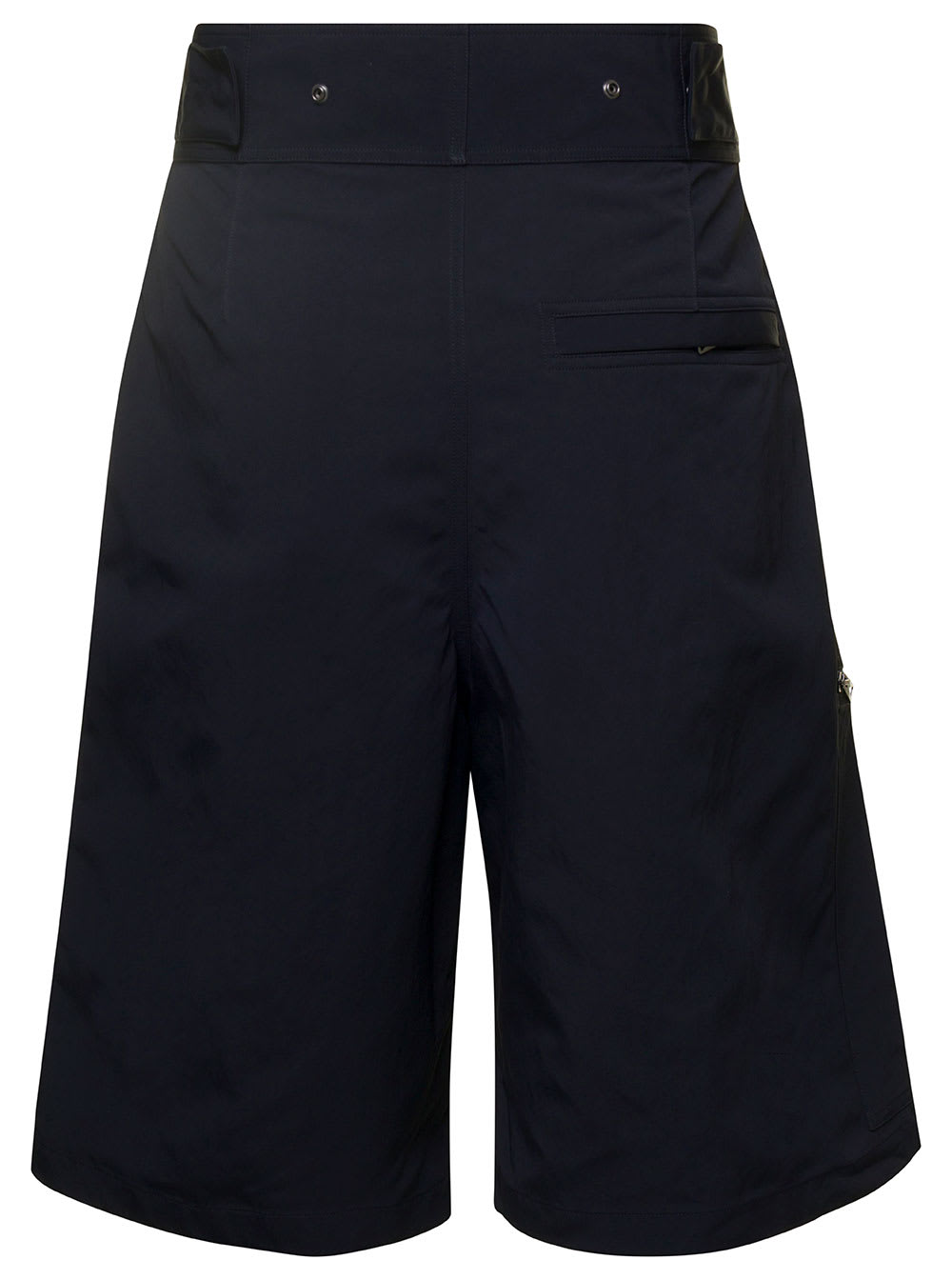 Shop Bottega Veneta Black Bermuda Shorts With Zip Pockets Black In Polyamide Man In Blu