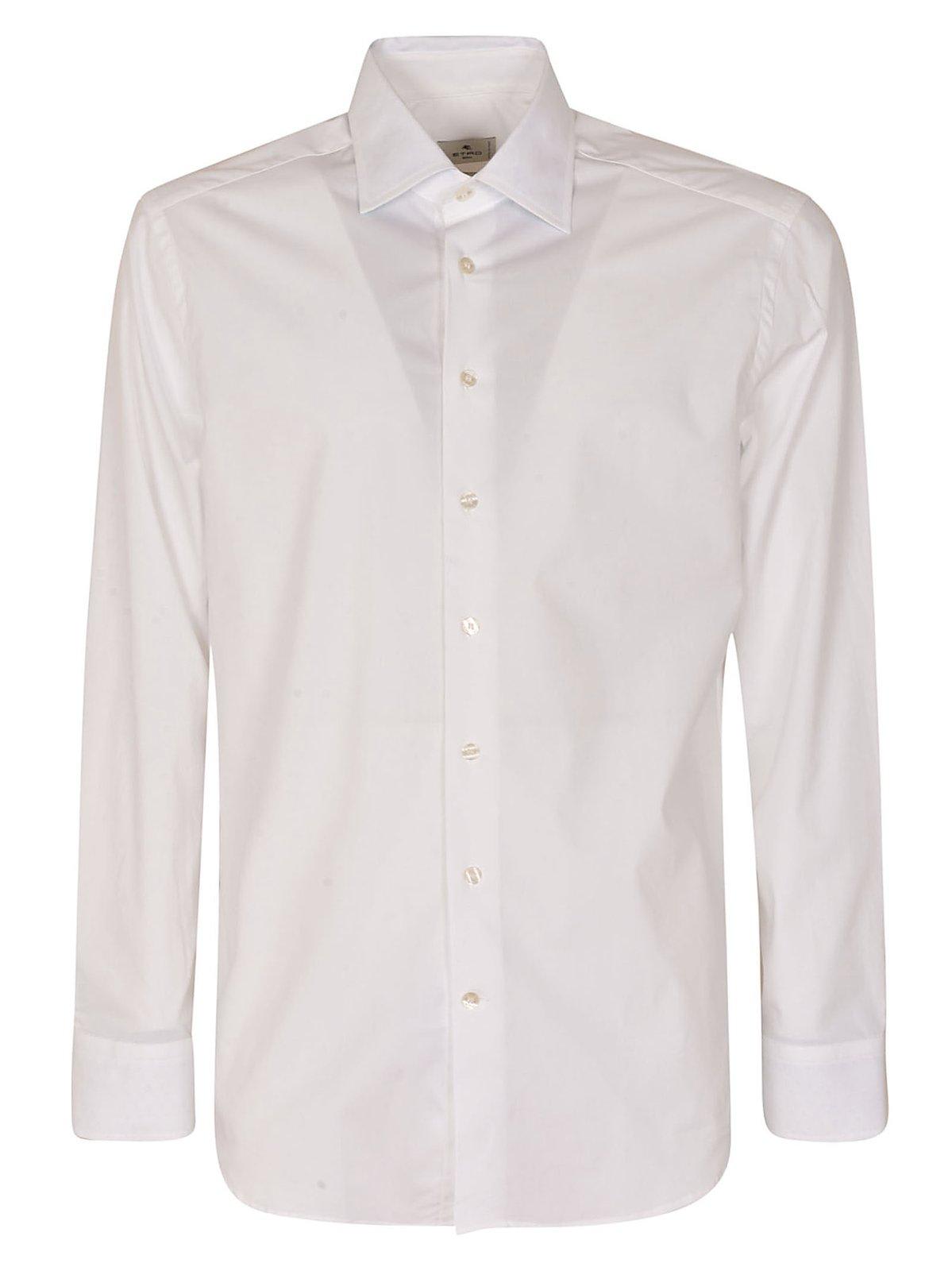 Shop Etro Long-sleeved Buttoned Shirt In Bianco