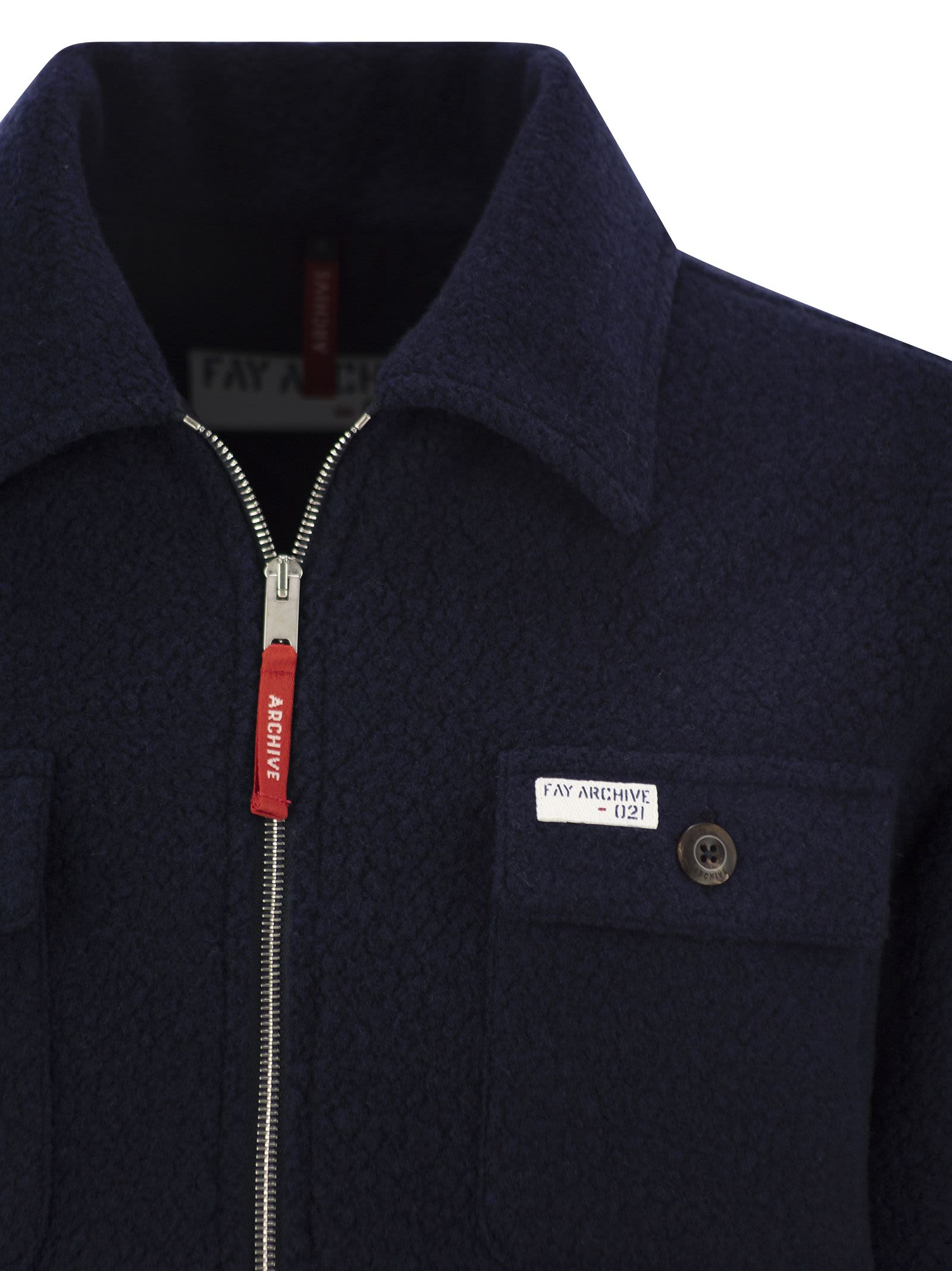 Fay Jacket Wool Blend Buttoned Cuffs In Navy Blue