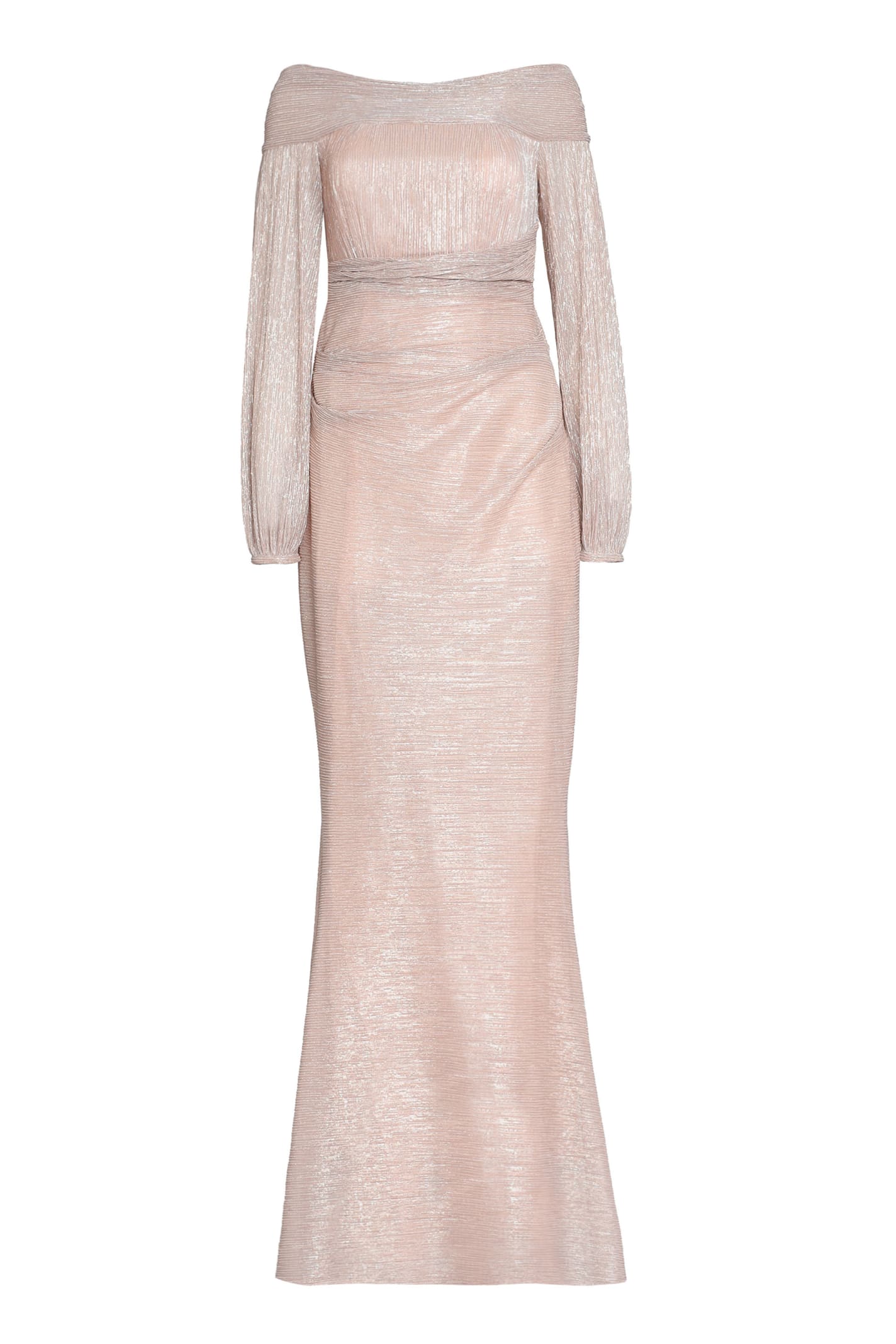 Shop Talbot Runhof Lurex Draped Dress In Pink