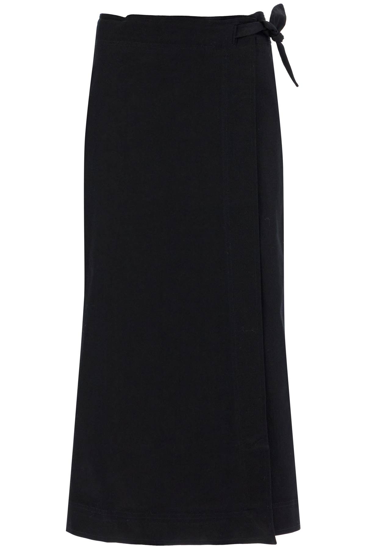 Shop Ganni Long Wrap Skirt With Pockets In Black (black)