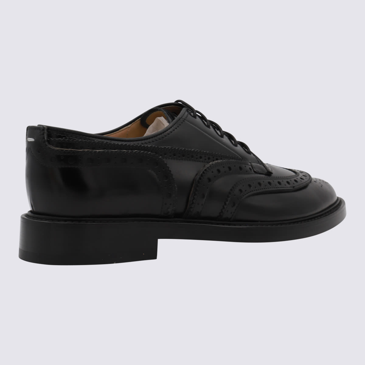 Shop Maison Margiela Black Leather Tabi Lace Up Shoes