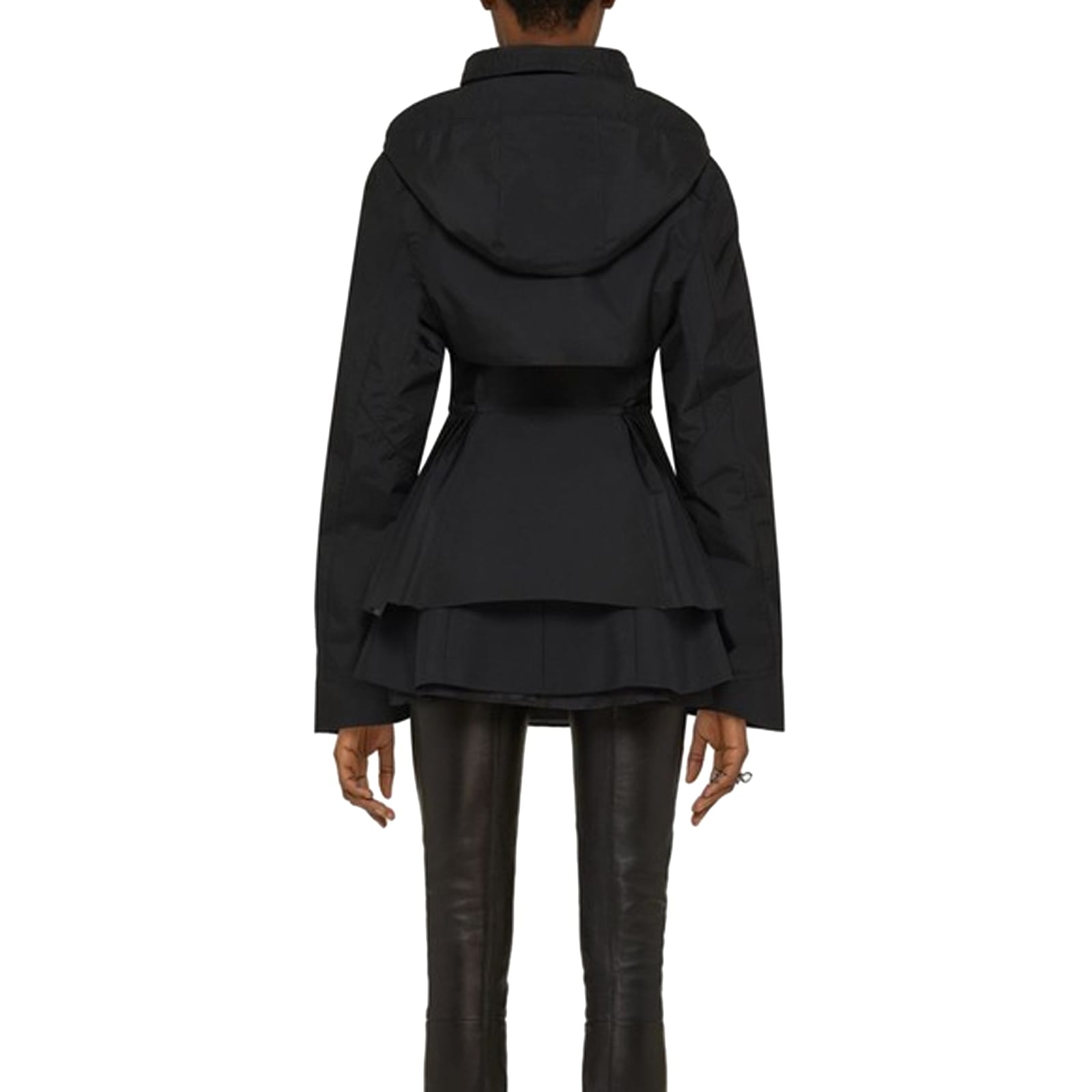 Shop Givenchy Plisse Hooded Jacket In Black