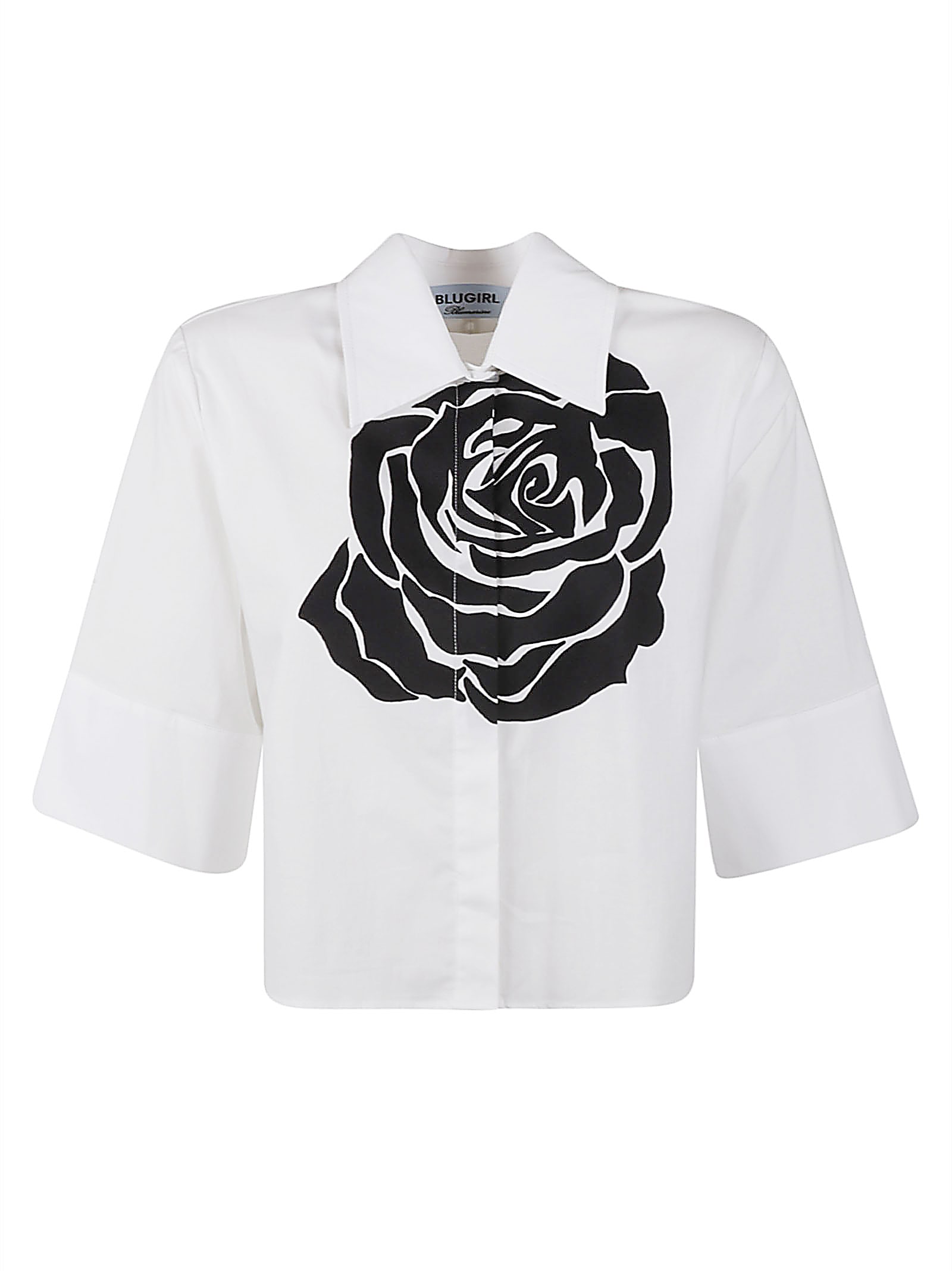 Rose Print Cropped Shirt