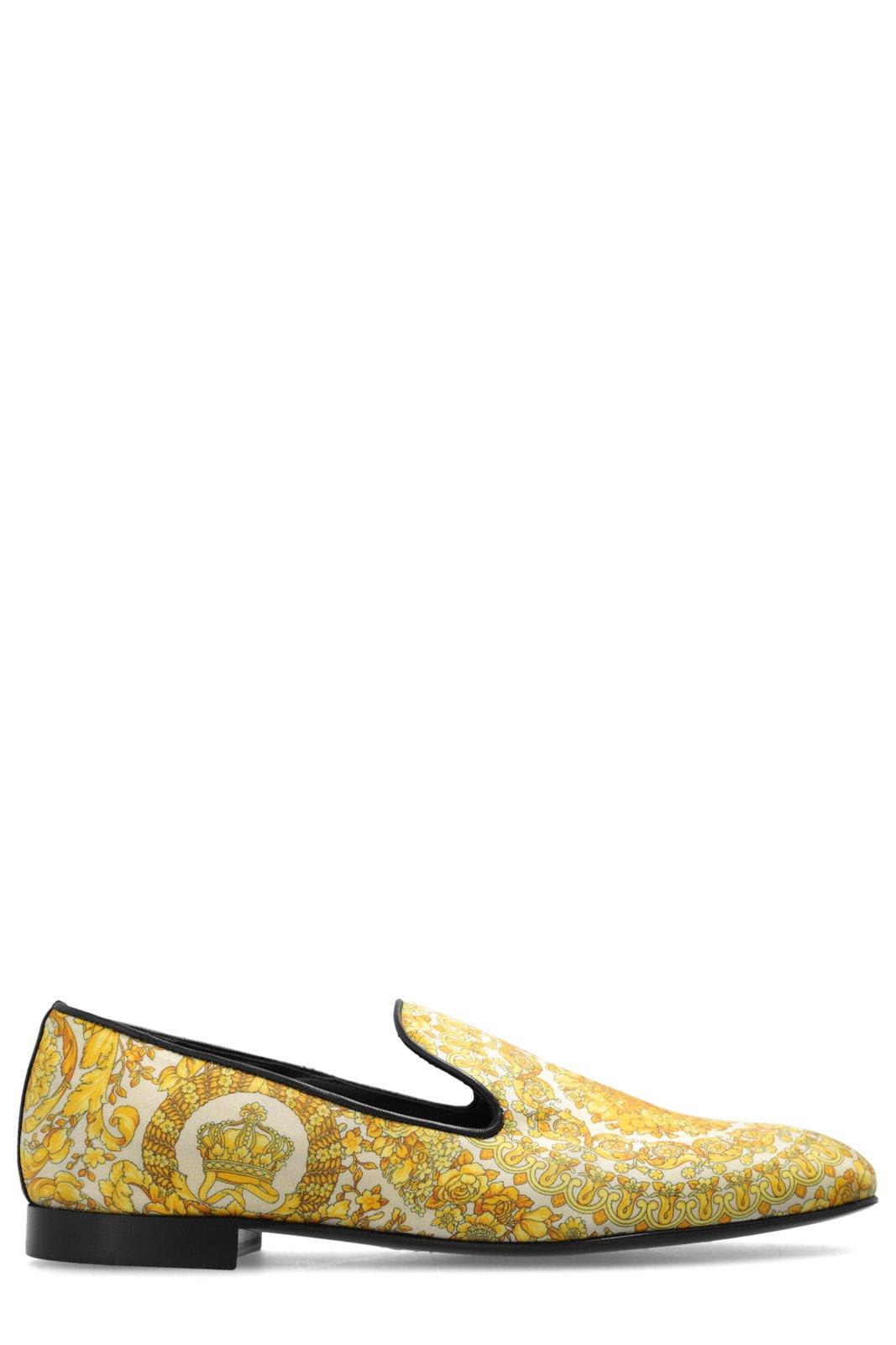 Versace Barocco-print silk slip dress - Yellow
