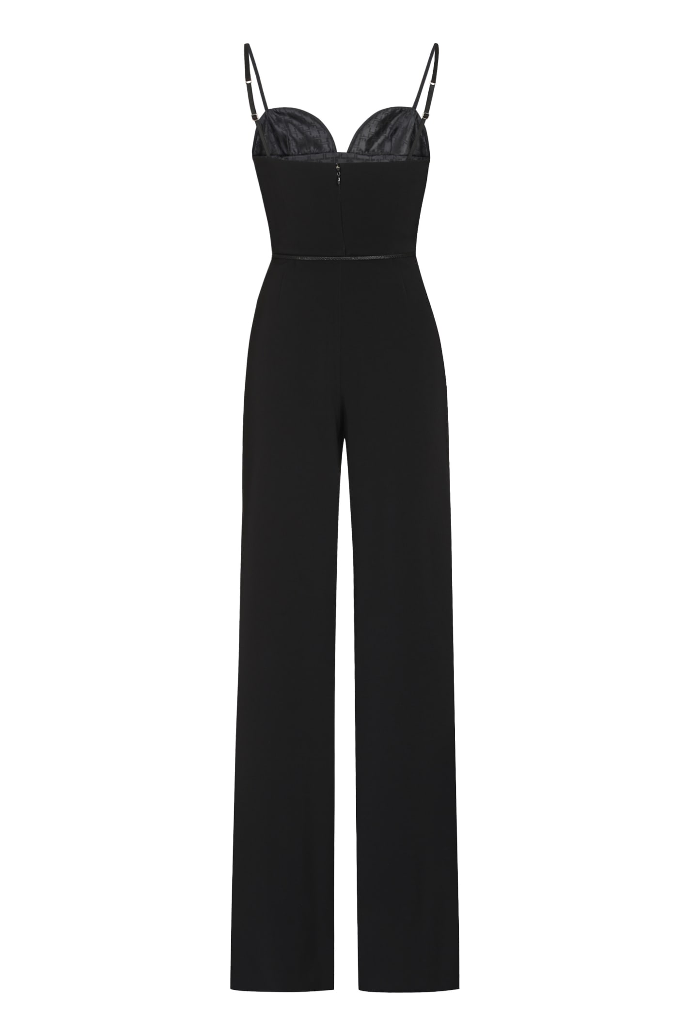 Shop Elisabetta Franchi Crepe Jumpsuit In Black