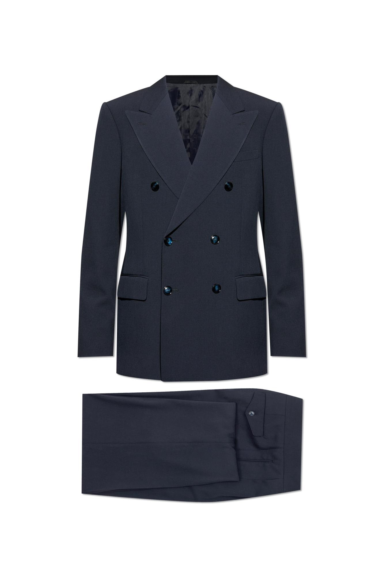 Giorgio Armani Pinstripe Suit In Blue