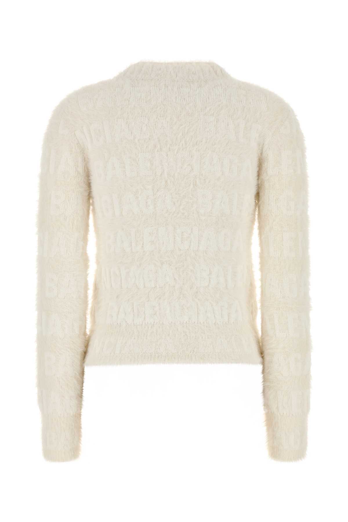 Shop Balenciaga Ivory Wool Blend Sweater