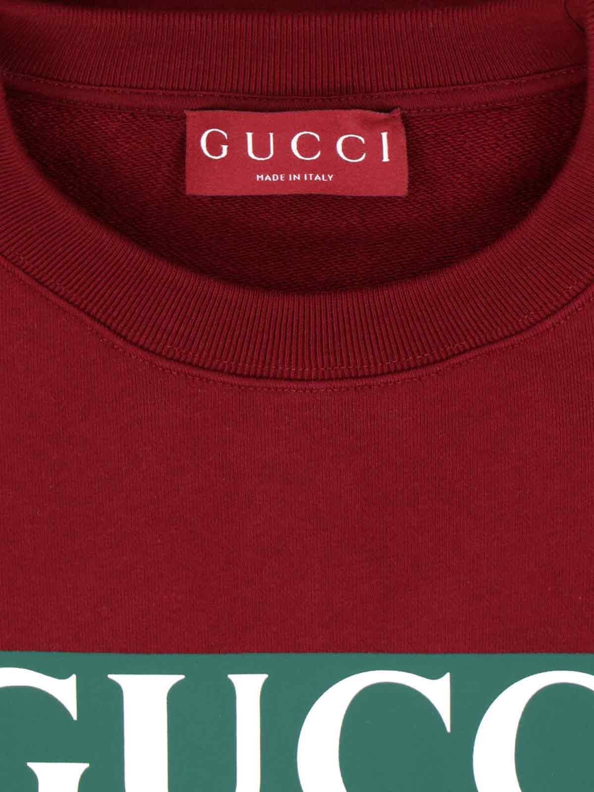 Shop Gucci Logo Crewneck Sweatshirt In Bordeaux