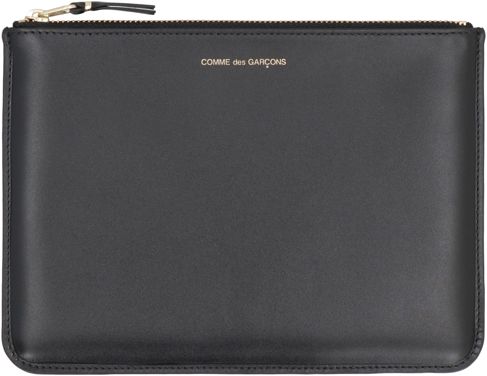 Shop Comme Des Garçons Leather Flat Pouch In Black