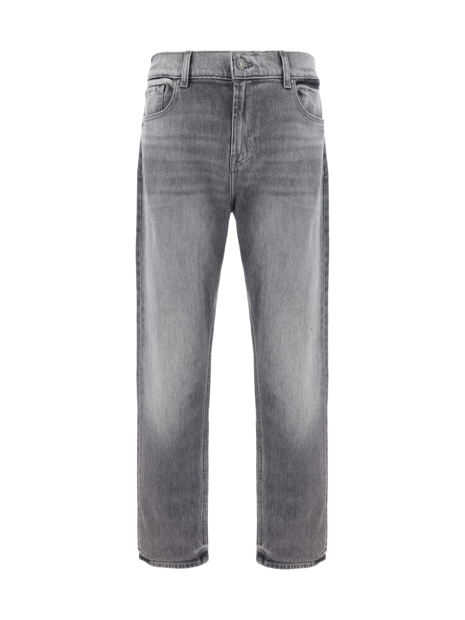 Shop 7 For All Mankind Check Off Jeans In Grey