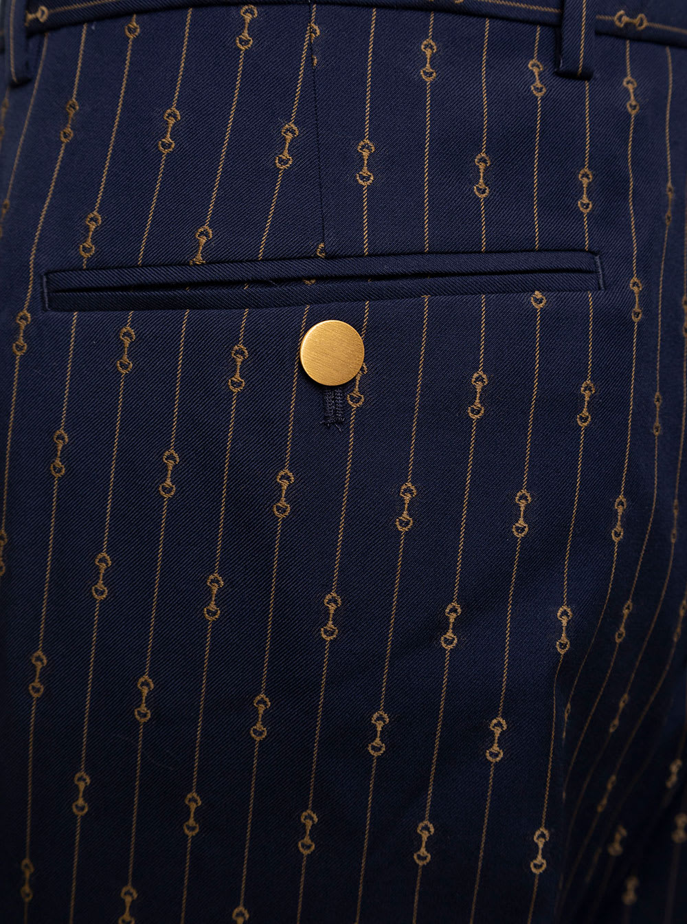 Gucci Horsebit-print Straight-leg Trousers In Blue
