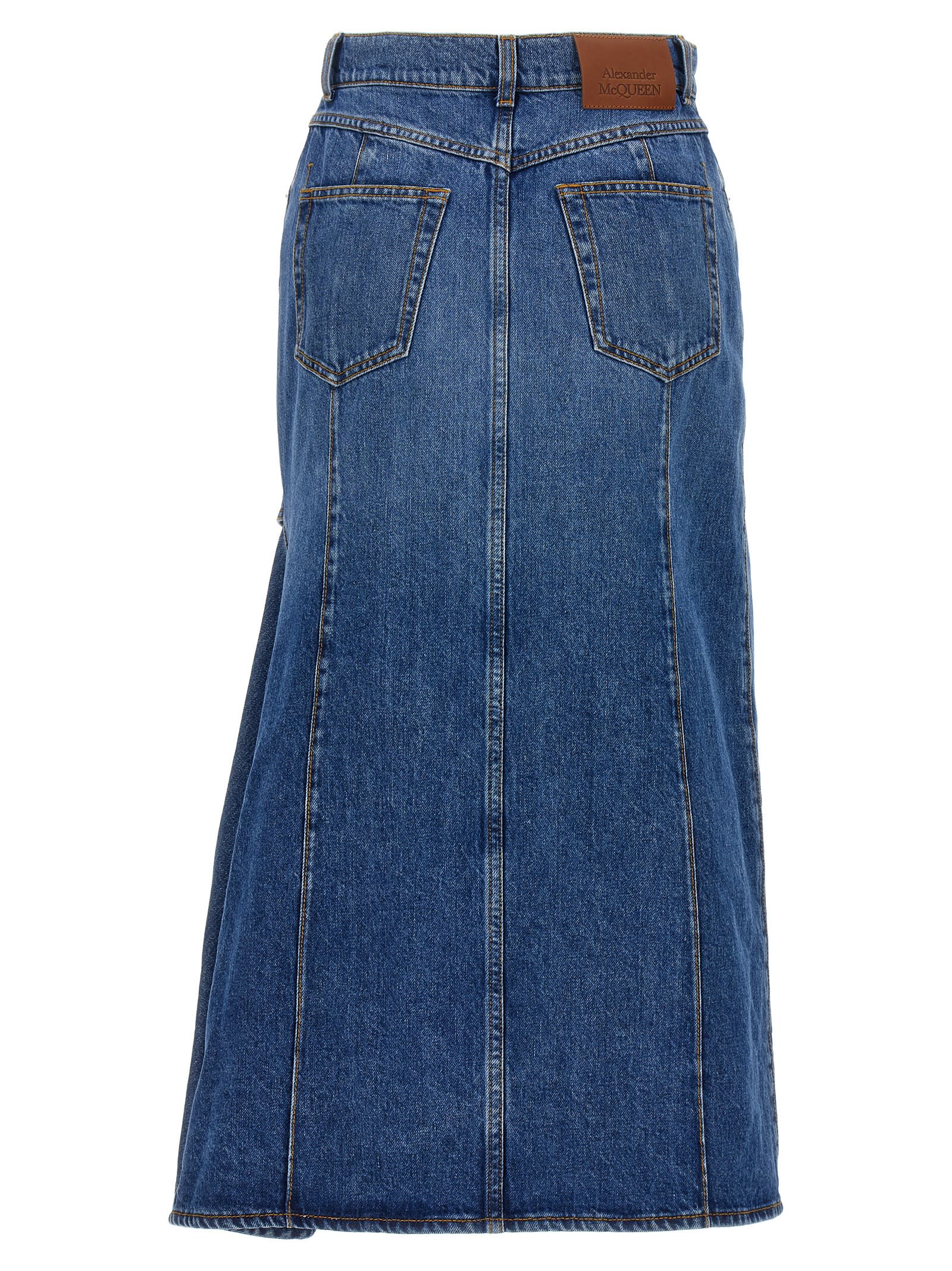 Alexander Mcqueen Alexander Mc Queen Pencil Skirt With Cut Out In Blue