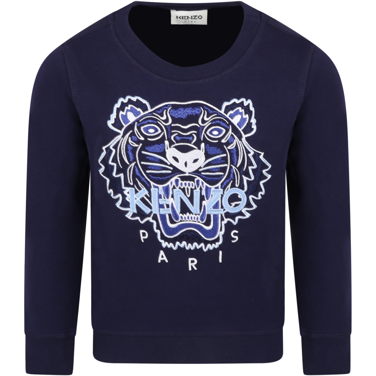 Kenzo Kids Blue Sweatshirt For Boy With Tiger