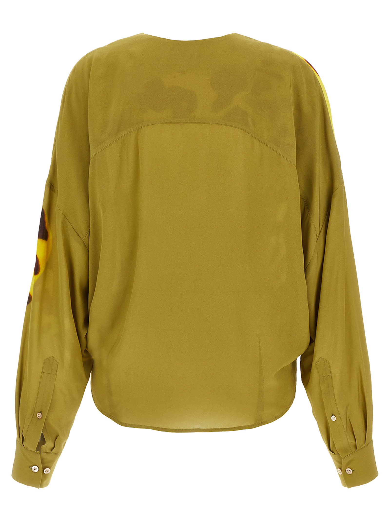 Dries Van Noten Camiel Leopard Orchid Print Faux Wrap Top In Multicolor