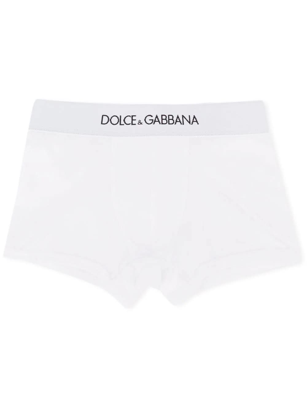 Shop Dolce & Gabbana White Jersey Bi-pack Boxer With Logo Elastic Band