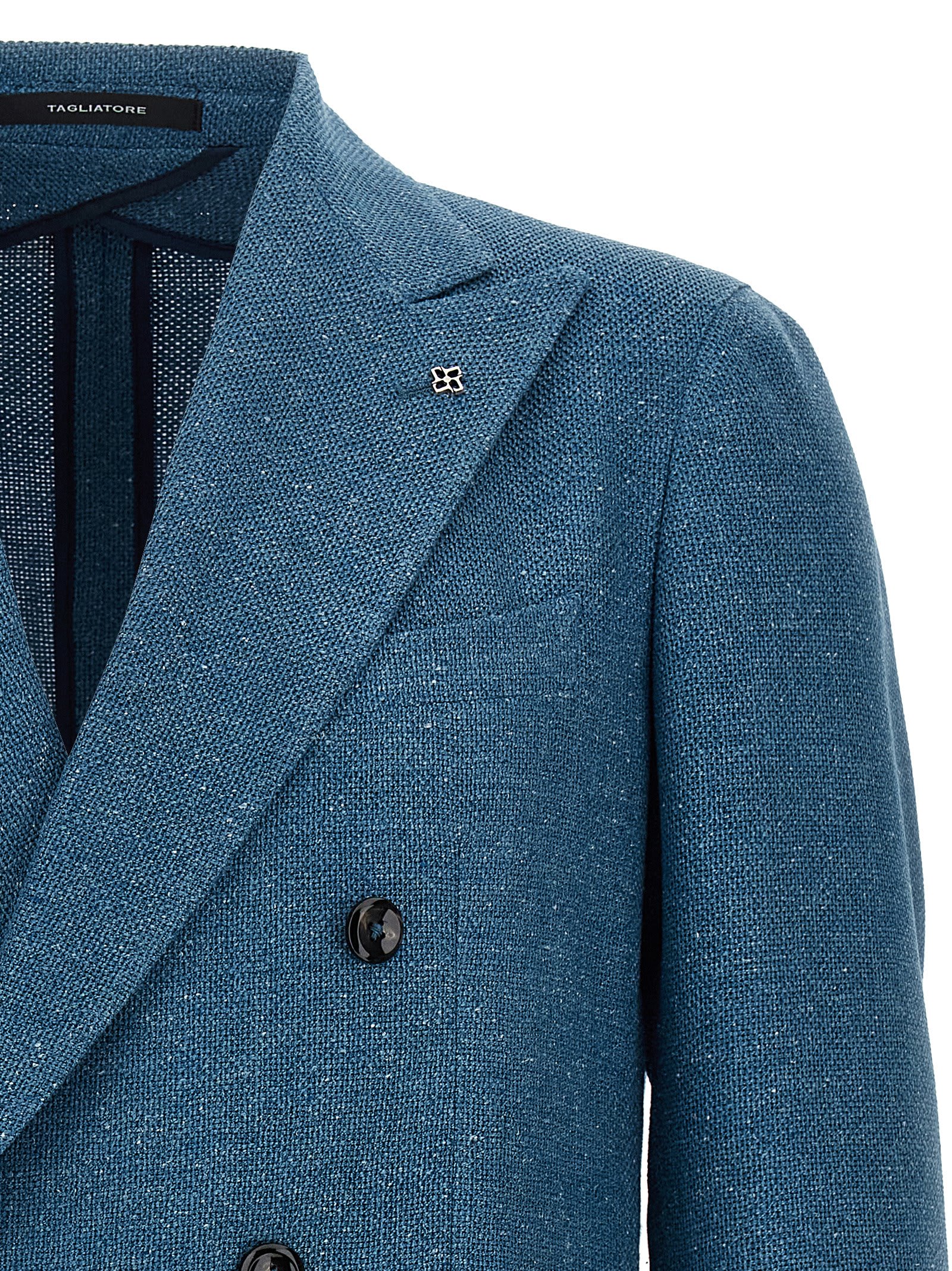 Tagliatore 'montecarlo' Blazer In Textured Fabric In Blue