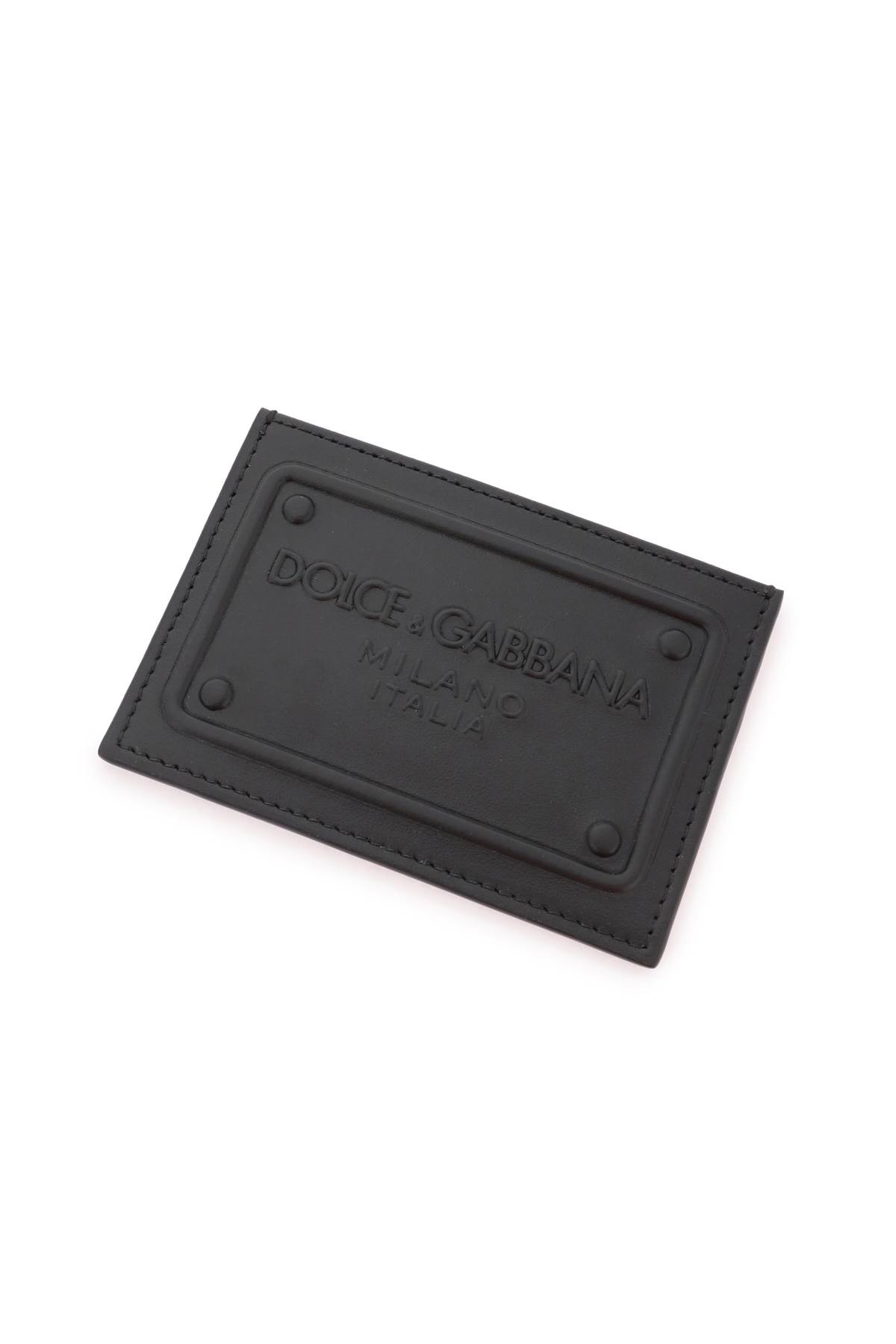 Shop Dolce & Gabbana Embossed Logo Leather Cardholder In Nero (black)