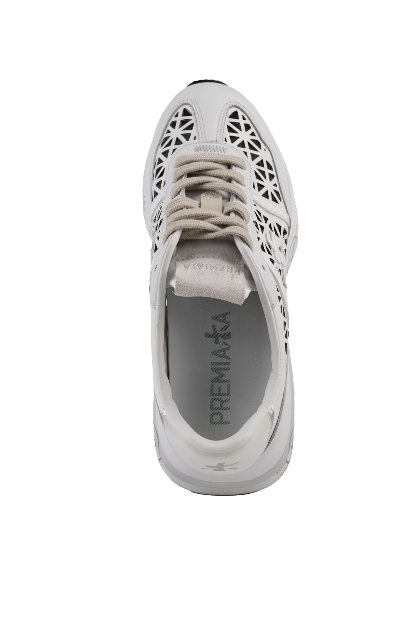 Premiata Cut-out Perforated Low Top Sneakers In White