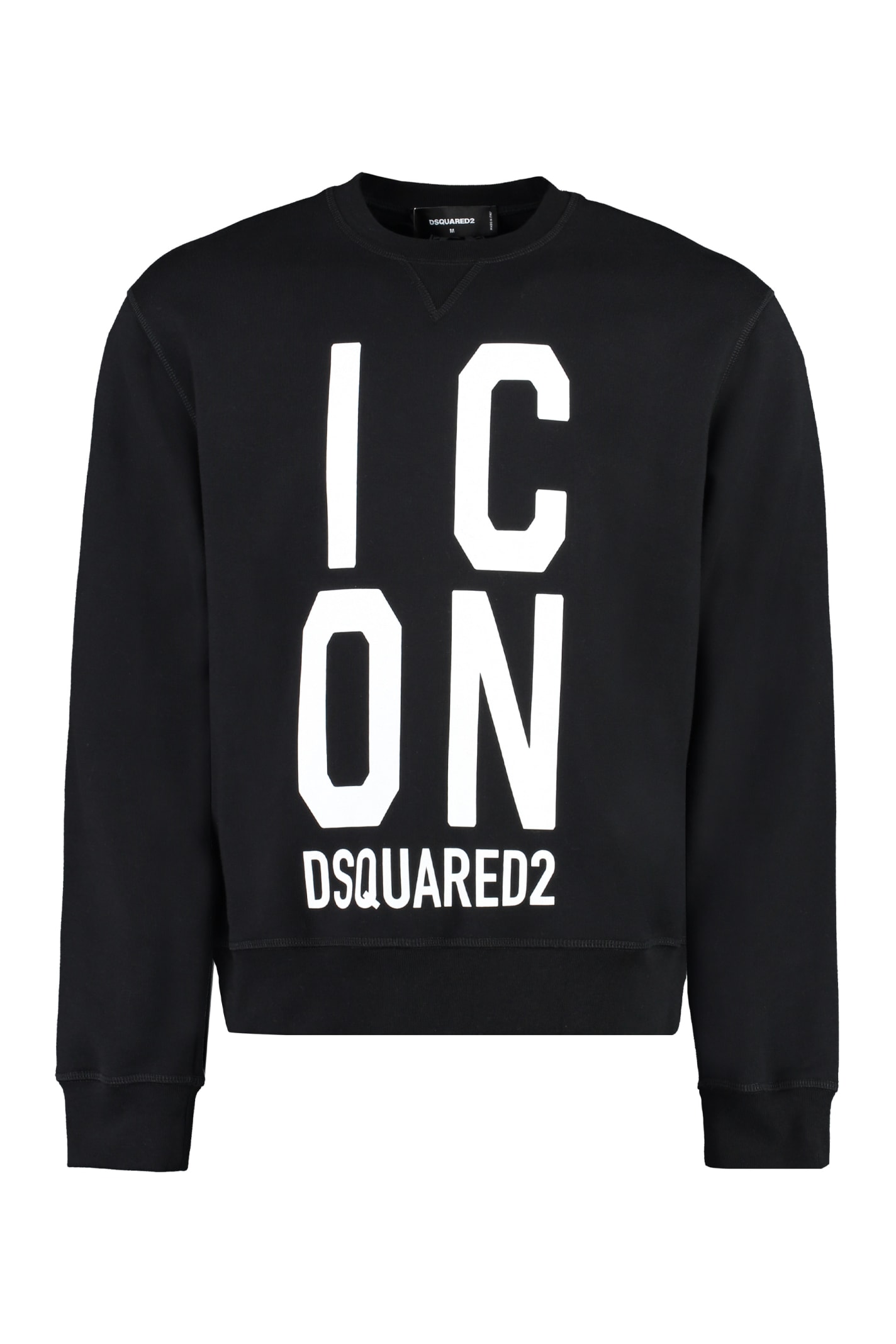 Shop Dsquared2 Printed Cotton Sweatshirt In Black