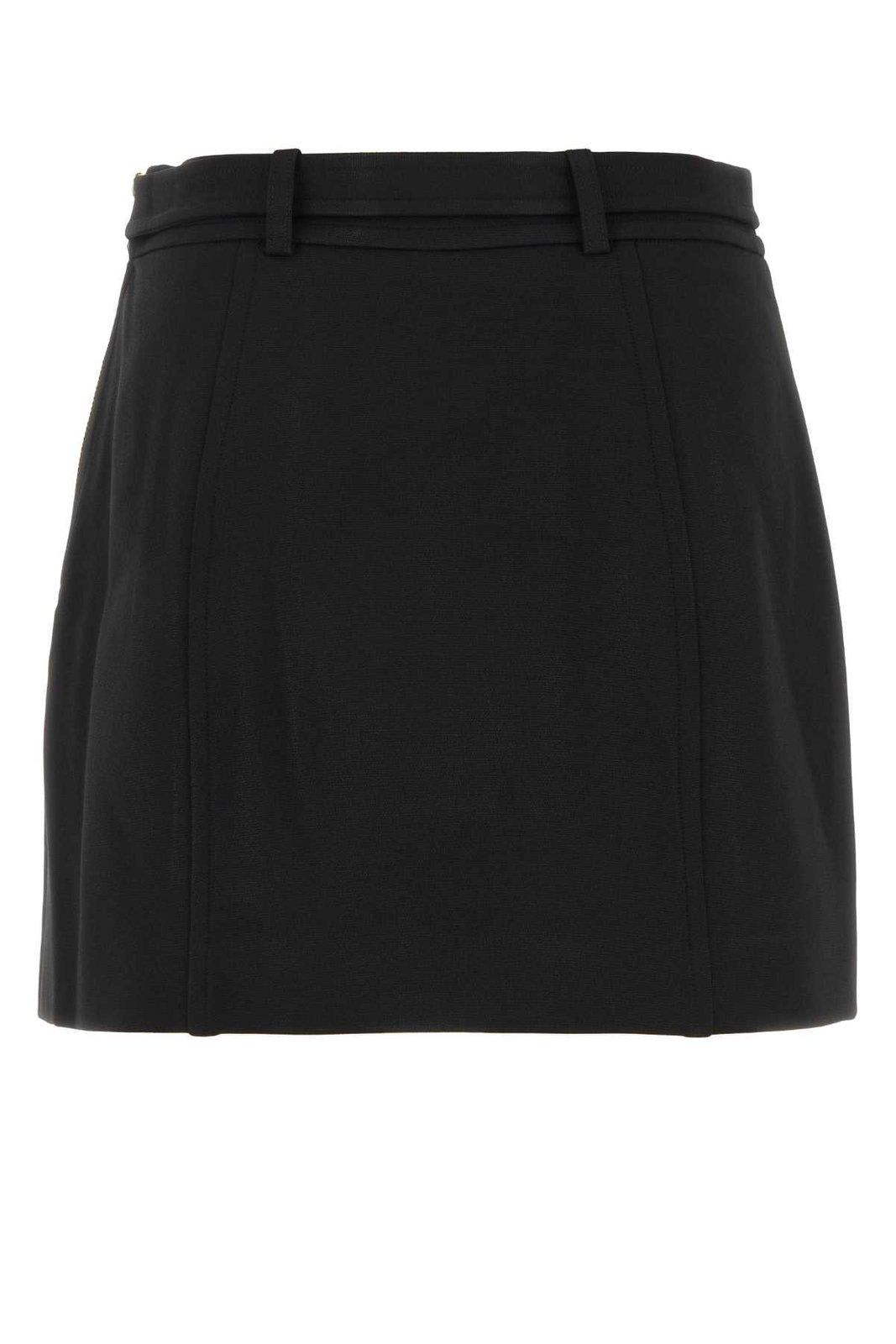 Shop Michael Kors Stretch Crepe Belted Mini Skirt In Black