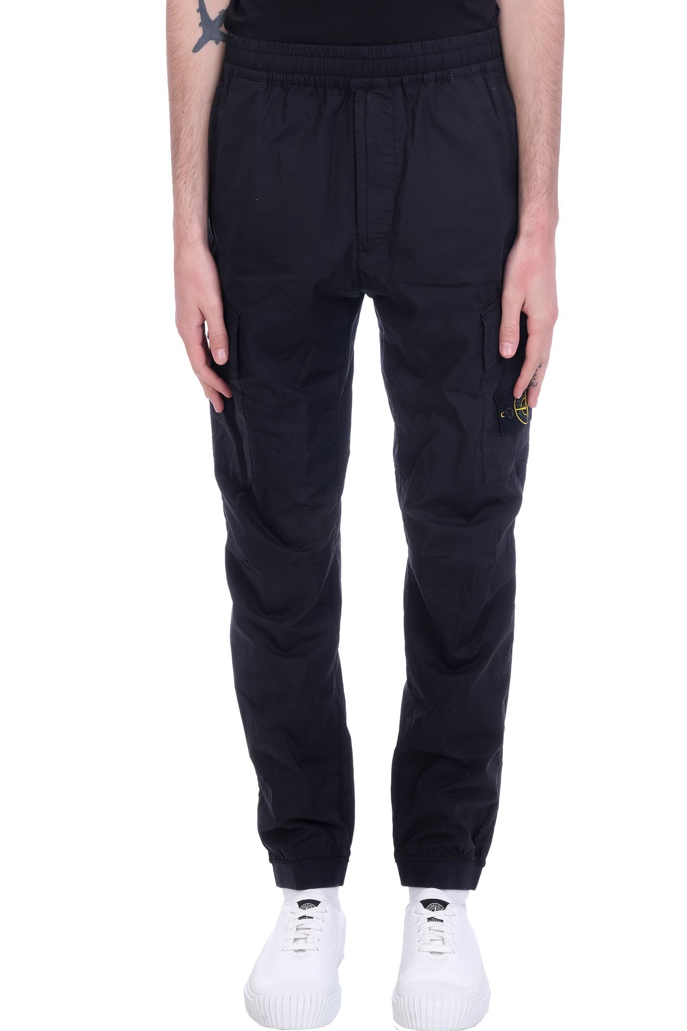 Stone Island Trousers In Blue Cotton