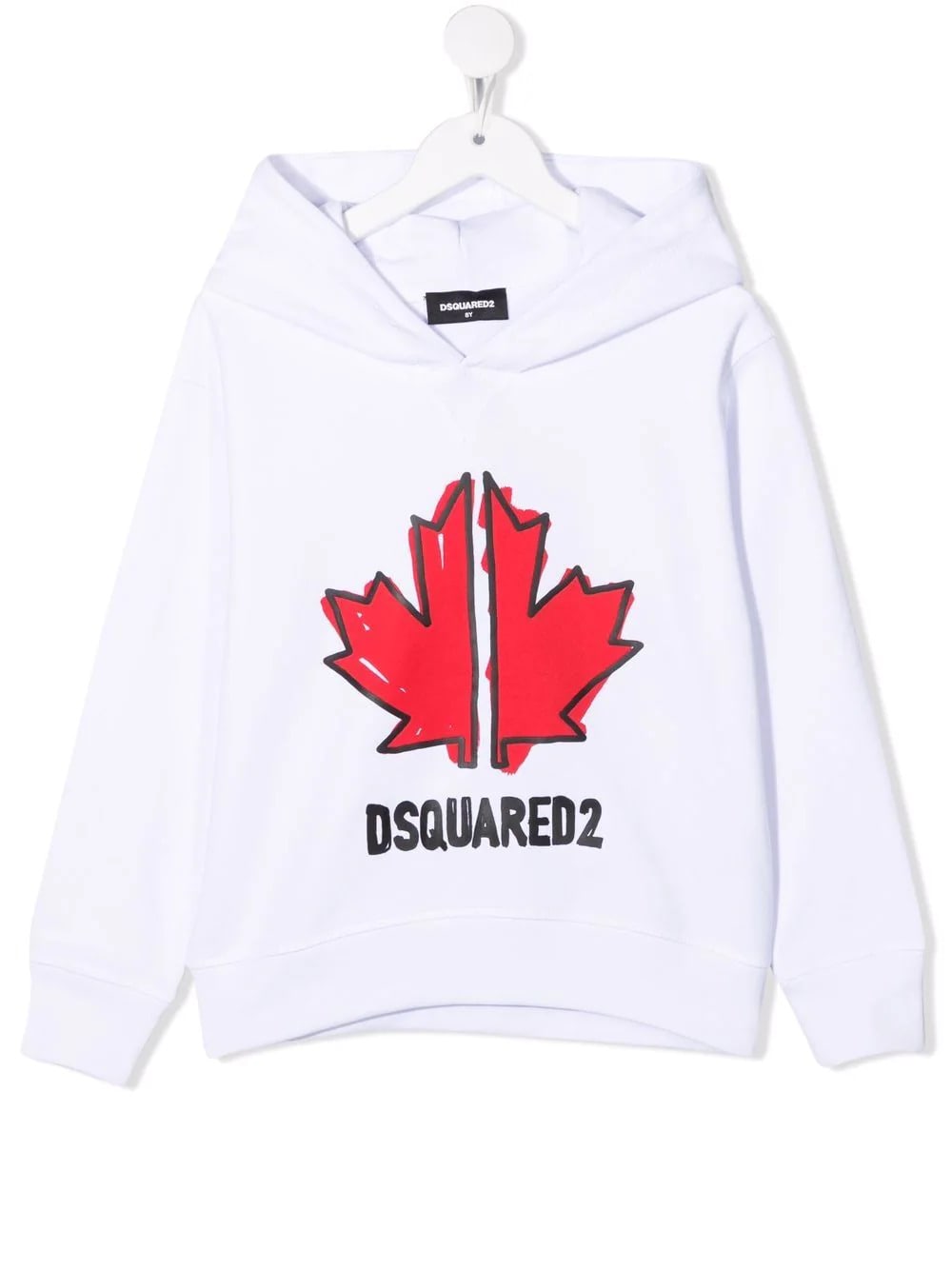 Dsquared2 Kids White Hoodie With Front And Back Sport Edtn.05 Print