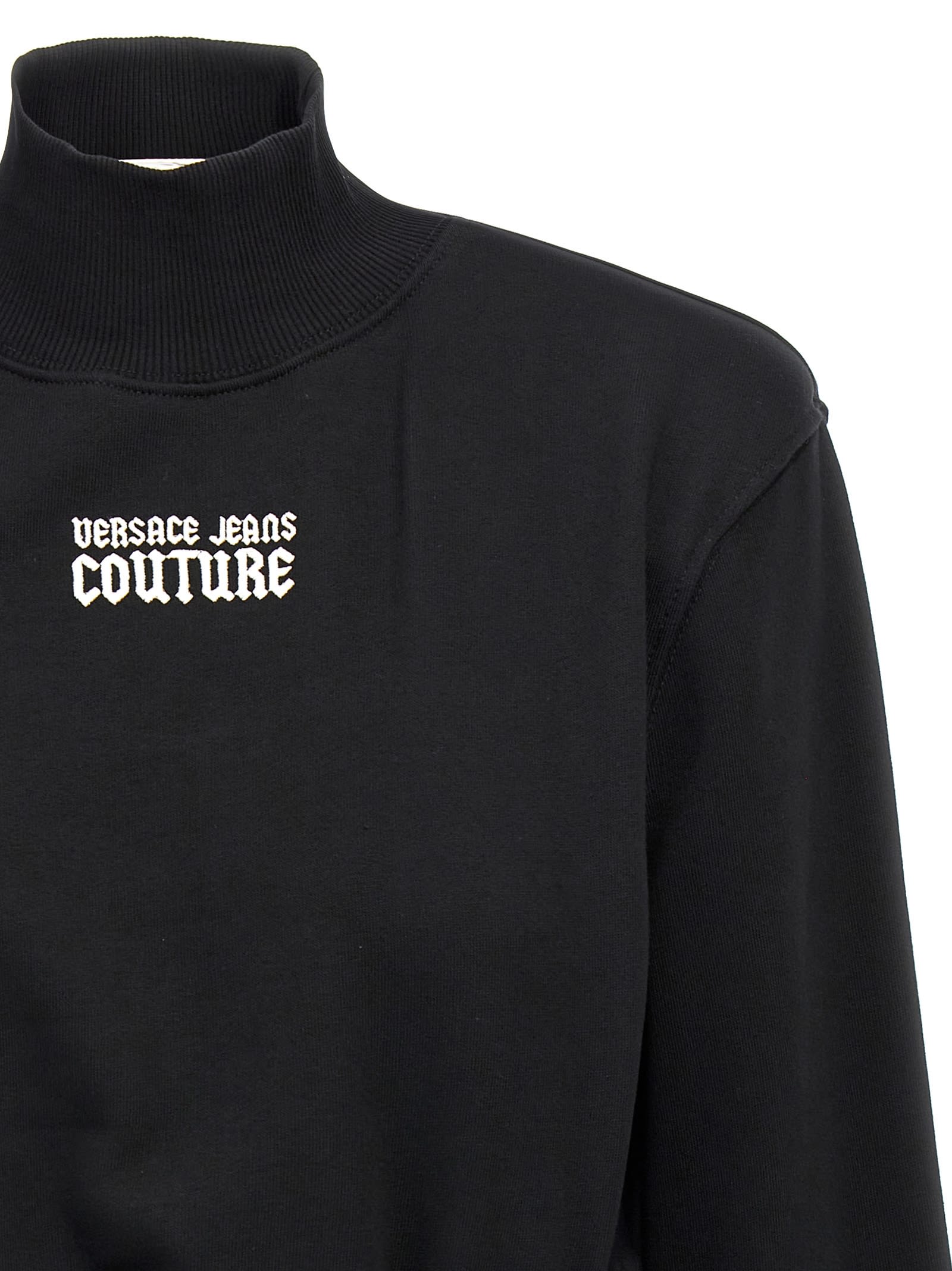 Shop Versace Jeans Couture Logo Embroidery Sweatshirt In Black