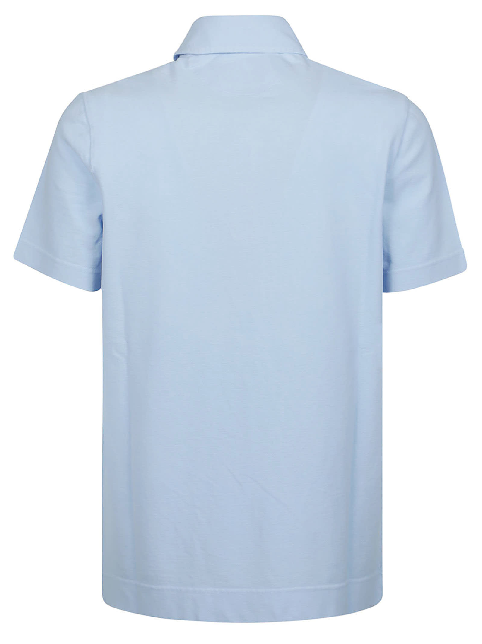 Shop Ballantyne Short Sleeve Polo Shirt In Light Blu Capri