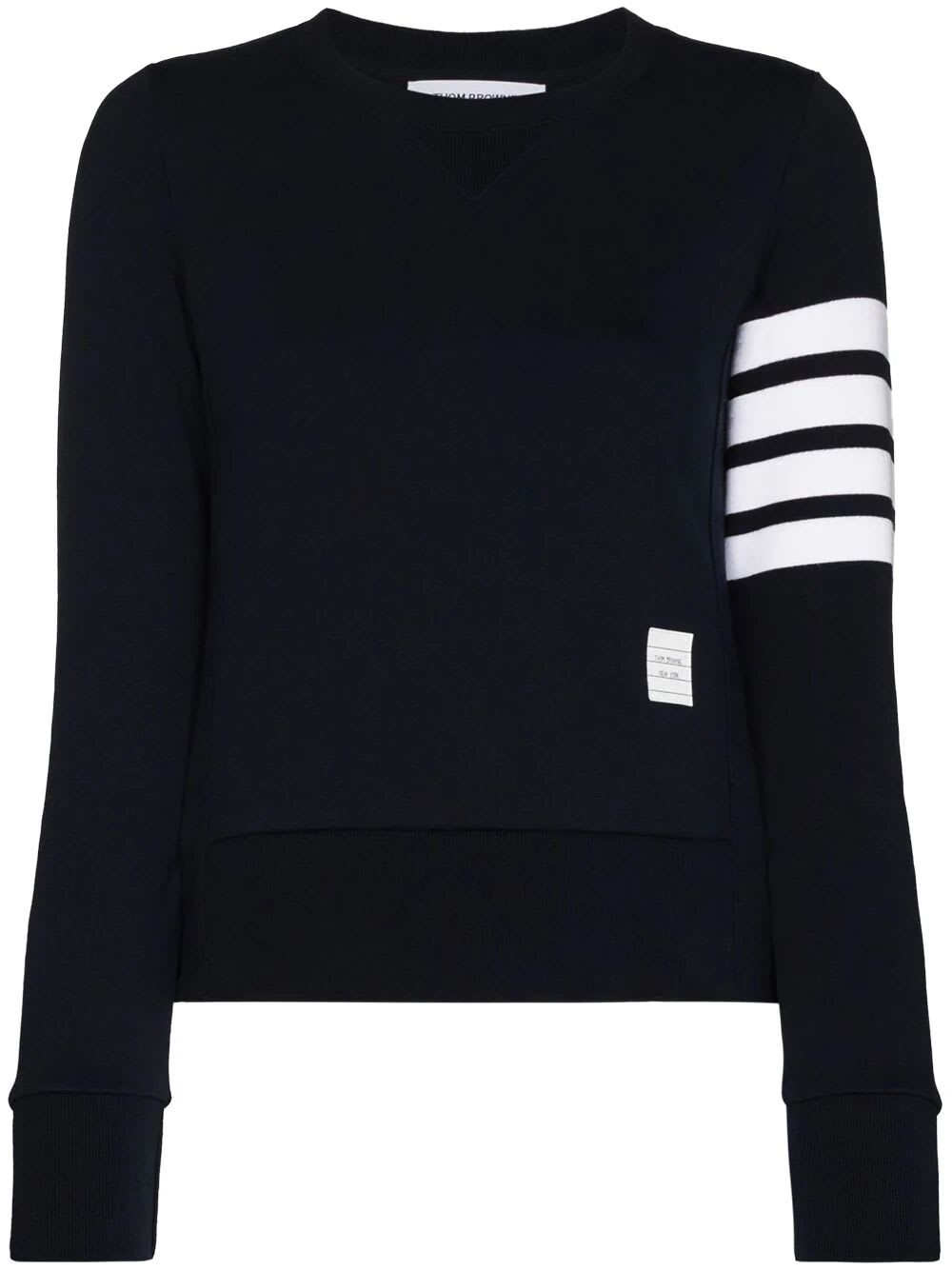 Shop Thom Browne Pullover Sweatshirt With Engineered 4 Bar In Classic Loopback In Navy