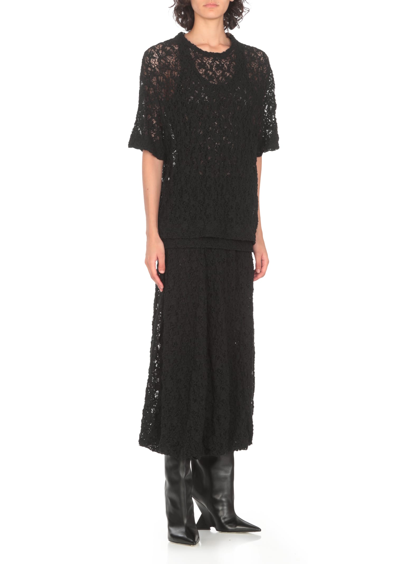 Shop Jil Sander Lace Top In Black