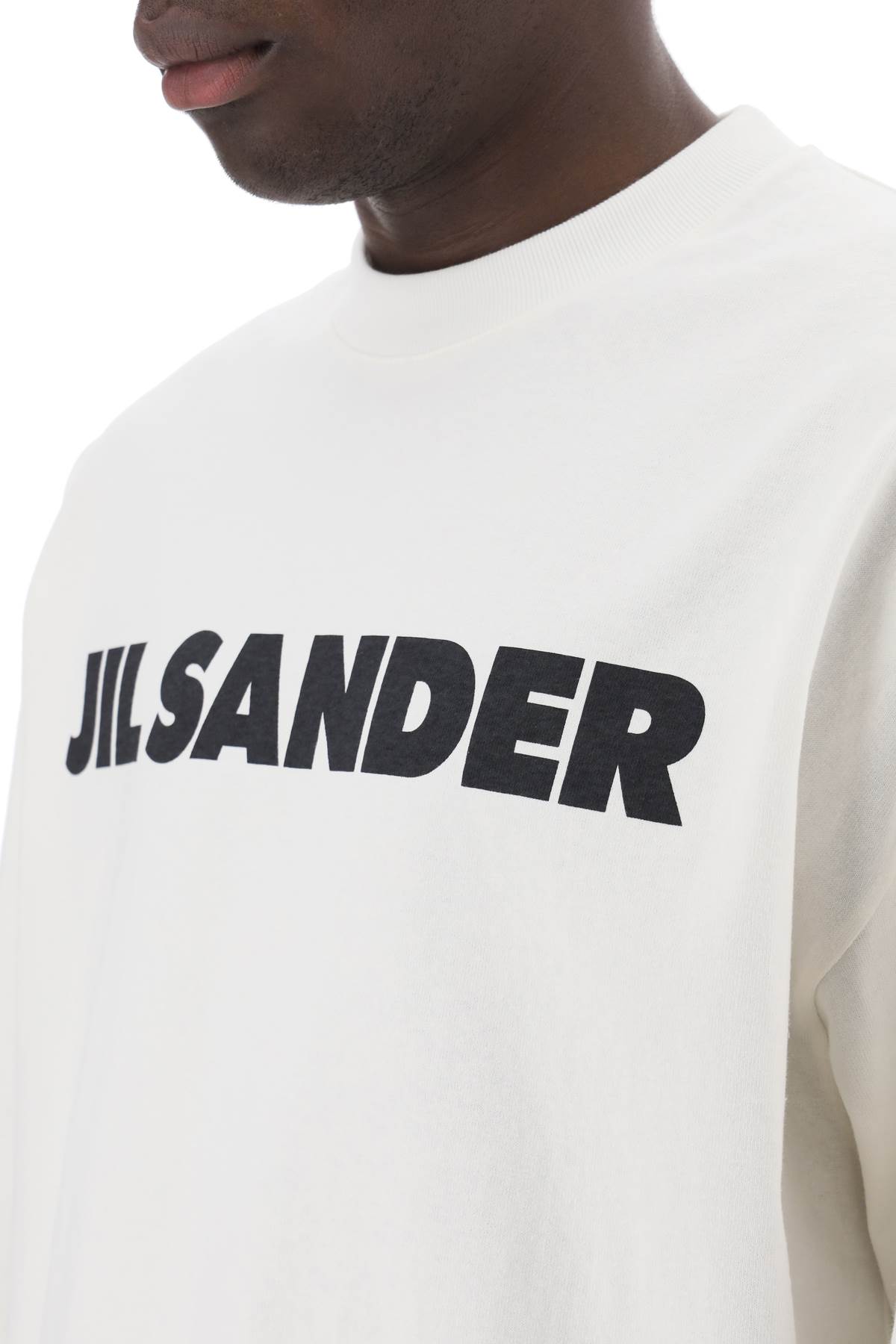 Shop Jil Sander Long-sleeved Logo T In Porcelain (white)