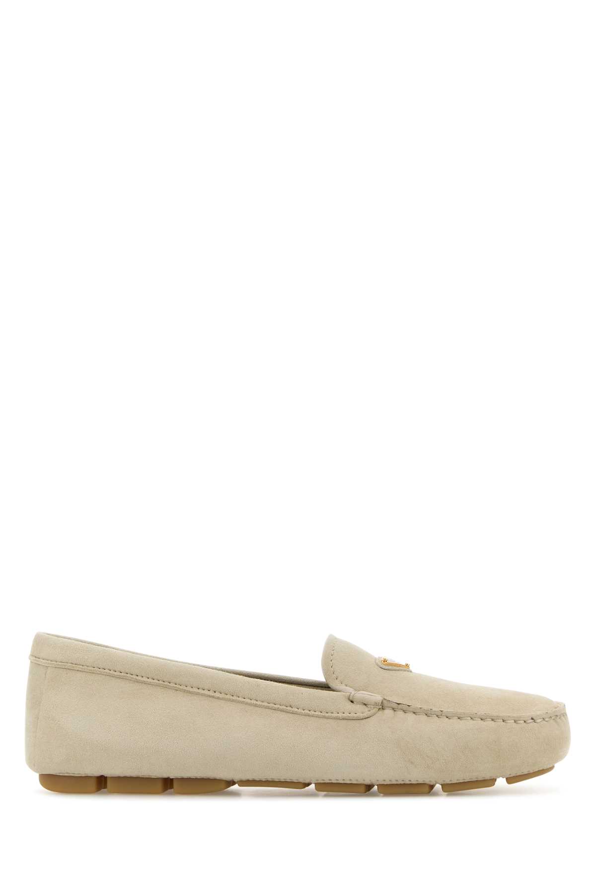 Shop Prada Sand Suede Loafers In Pomice