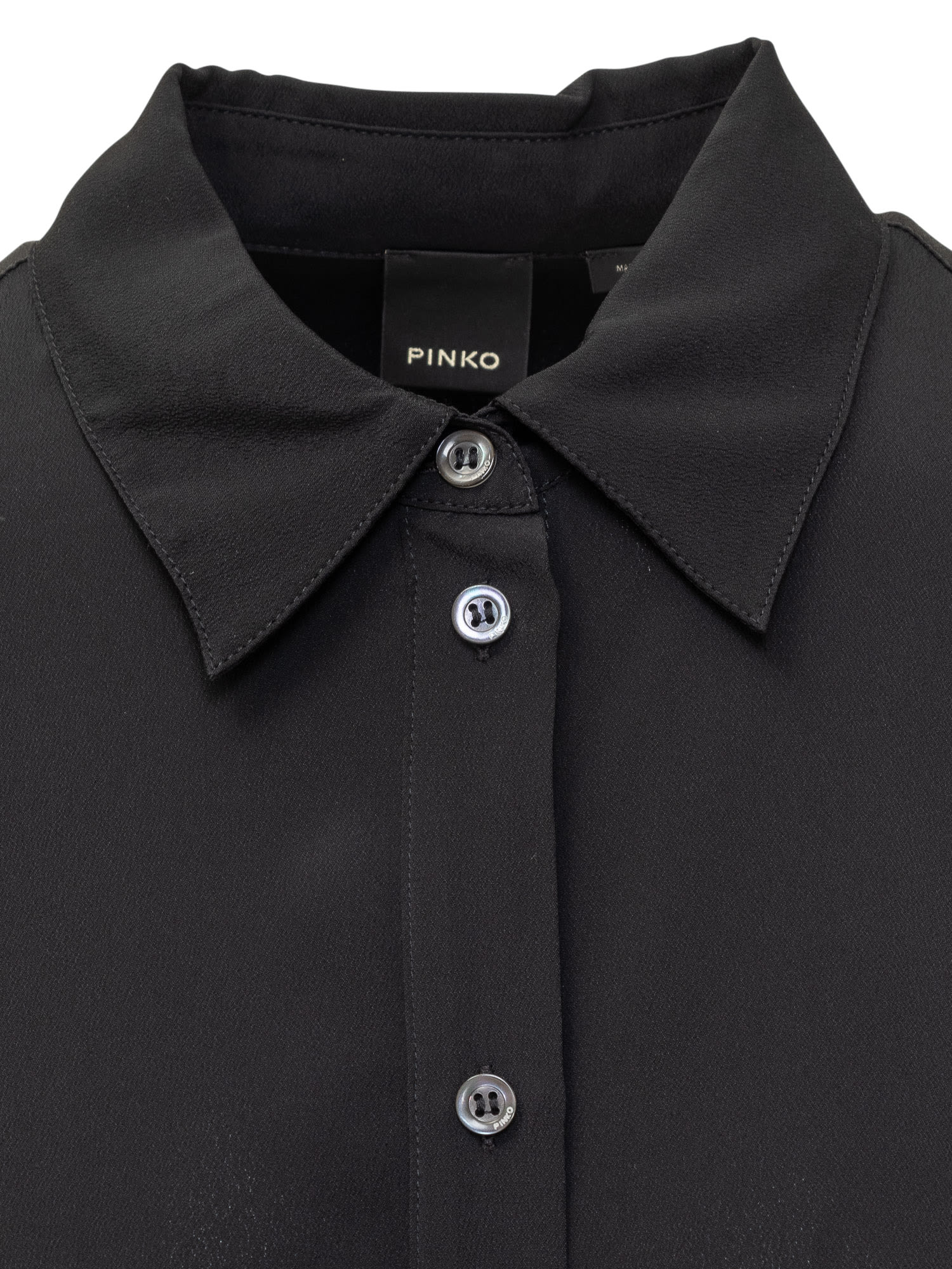 Pinko High-low Hem Buttoned Shirt In Nero Limousine