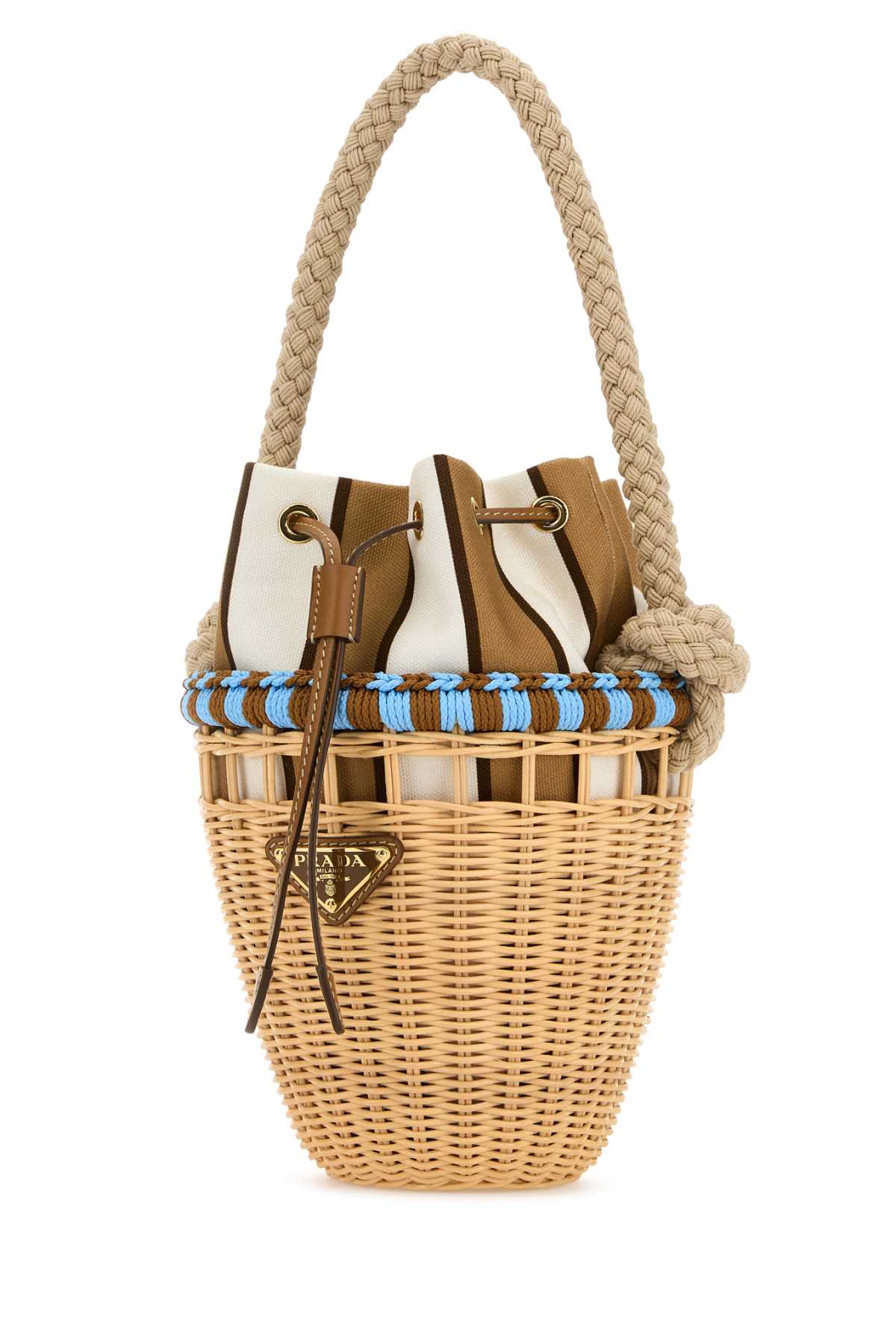 Prada Wicker Mini Bucket Bag