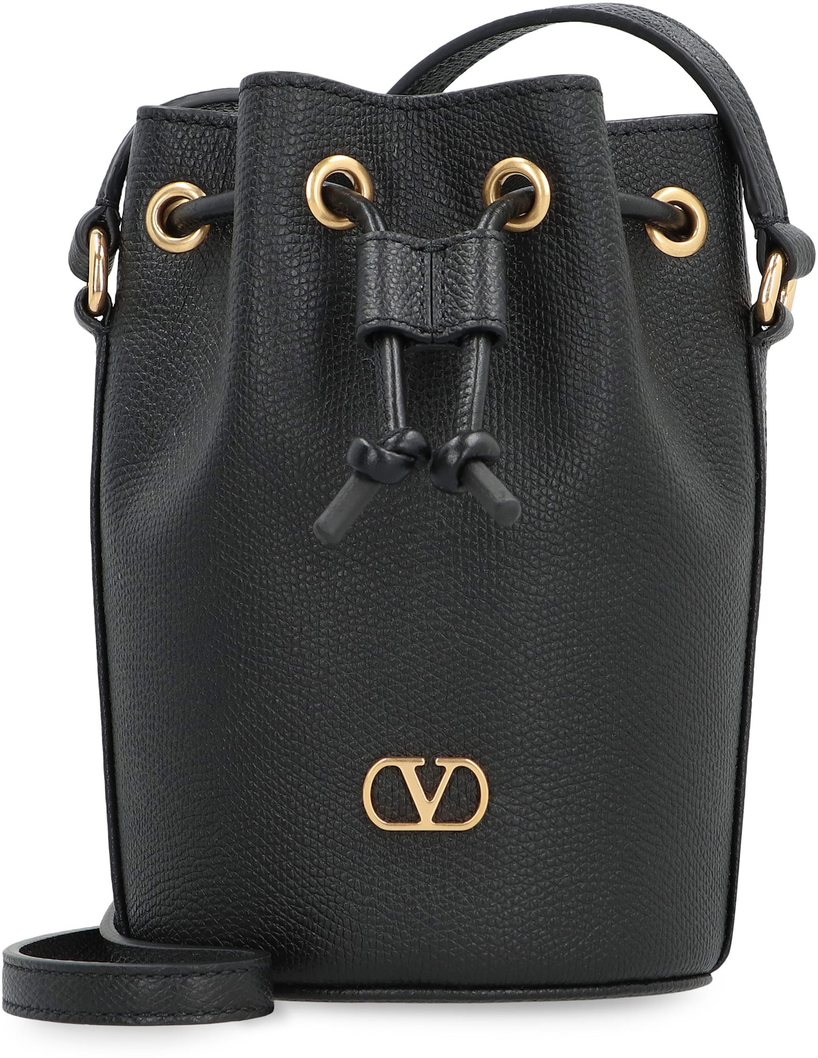 Valentino Vlogo Signature Mini Bucket Bag In Black
