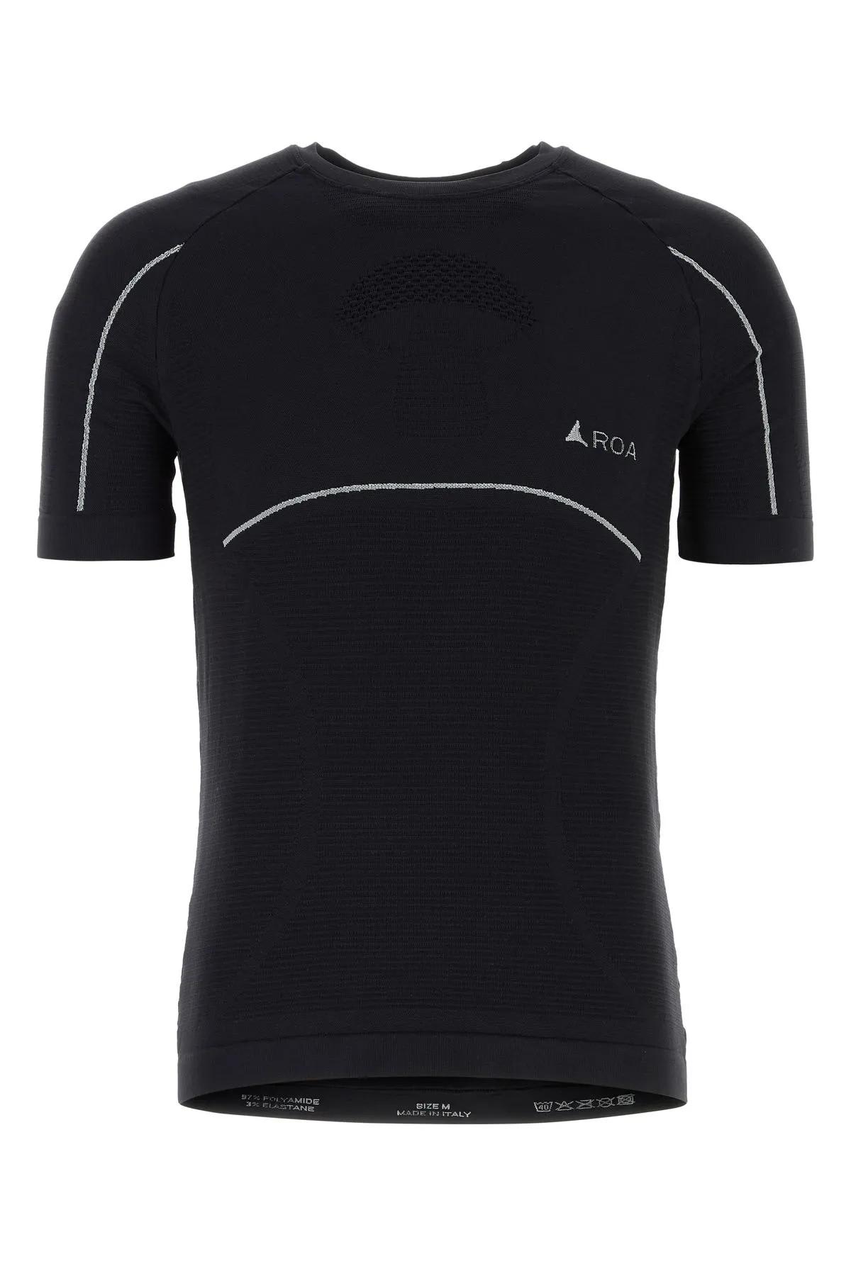 Shop Roa Black Stretch Nylon Fungi T-shirt