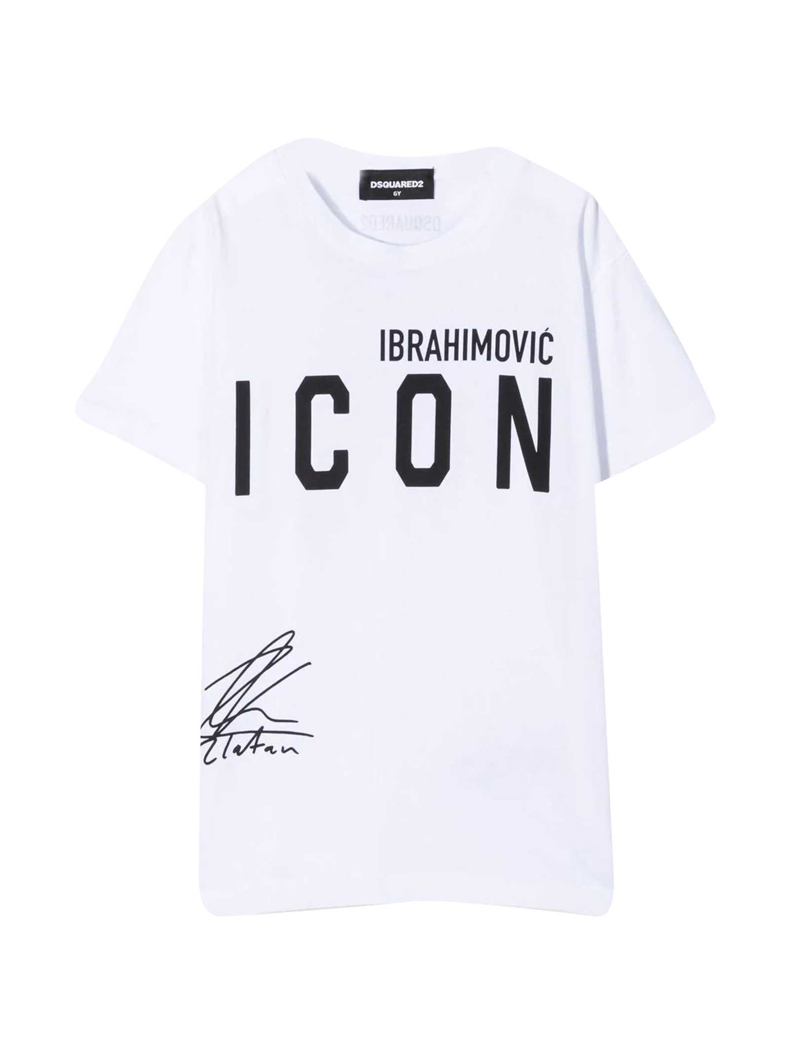 Dsquared2 Kids' X Ibrahimovi T-shirt In Bianco