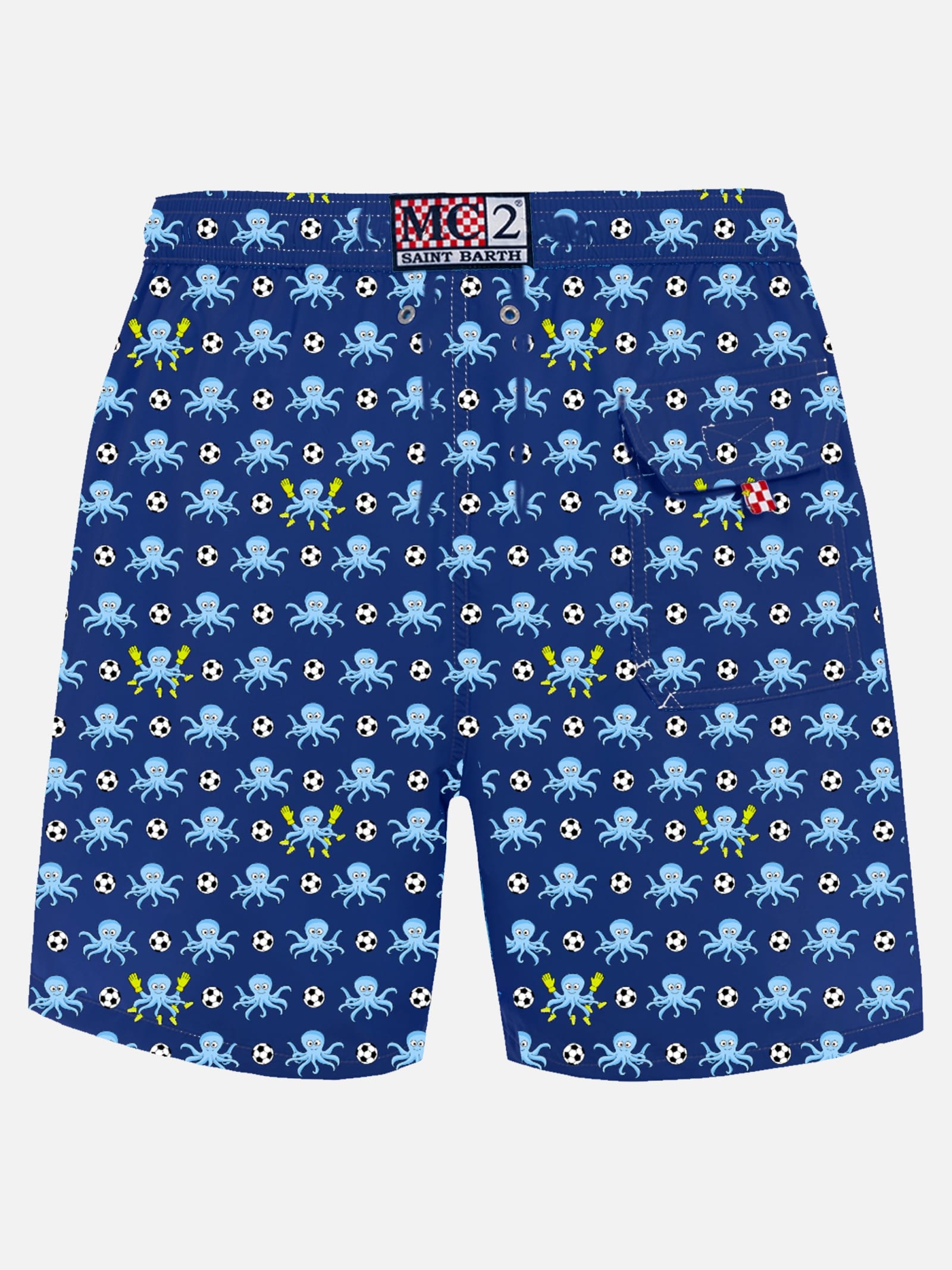 MC2 SAINT BARTH MAN LIGHTWEIGTH FABRIC SWIM SHORTS WITH SQUID AND NAPOLI LOGO PRINT SSC NAPOLI SPECIAL EDITION