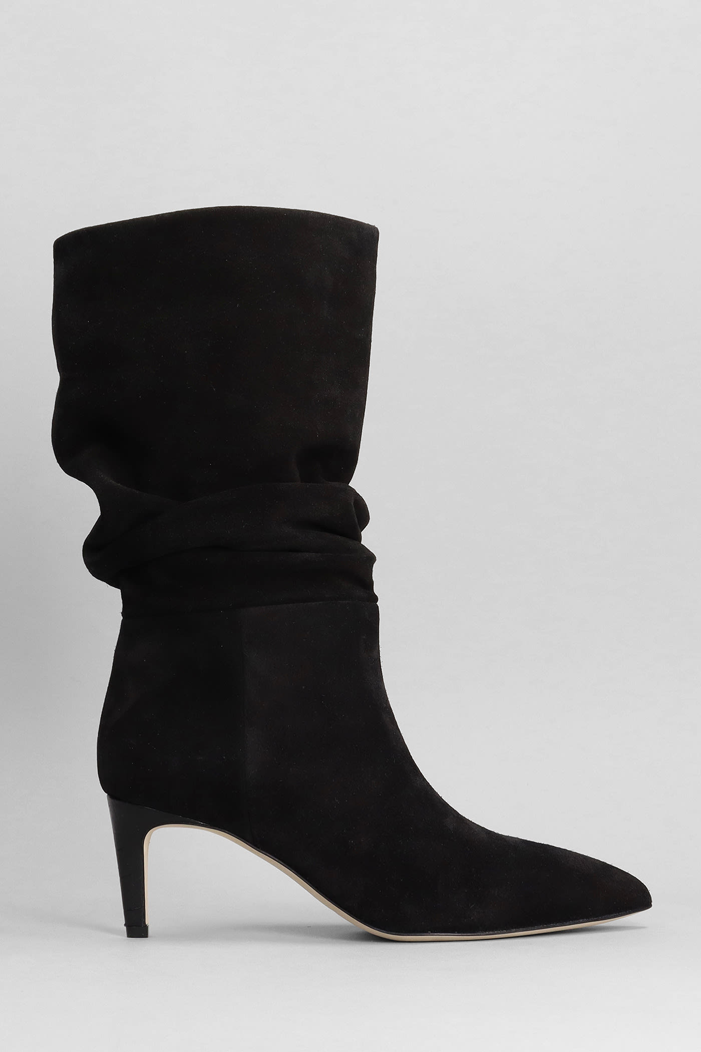 PARIS TEXAS HIGH HEELS ANKLE BOOTS IN BLACK SUEDE
