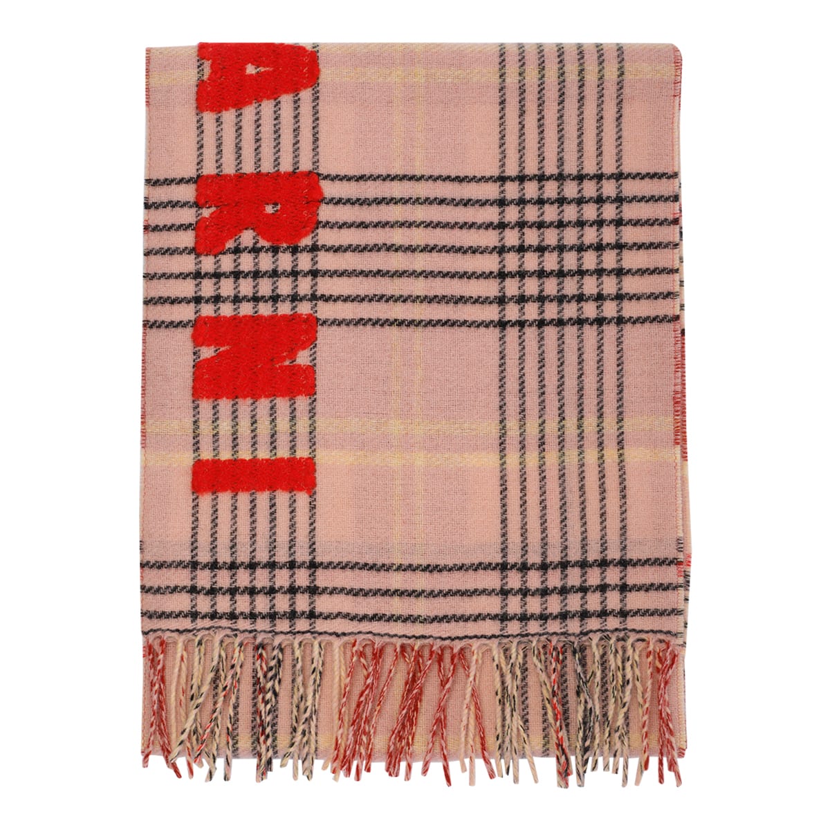 Shop Marni Wool Double Check Scarf In Beige