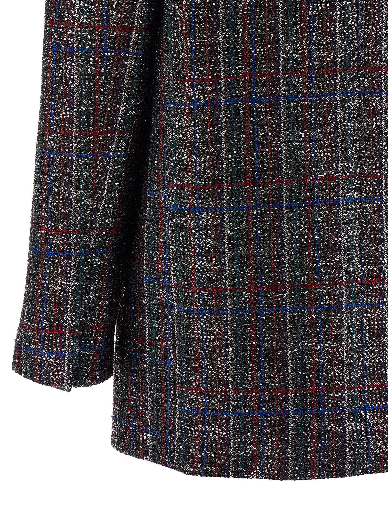 Missoni Double-breasted Checked Blazer Featuring Sequins In Black