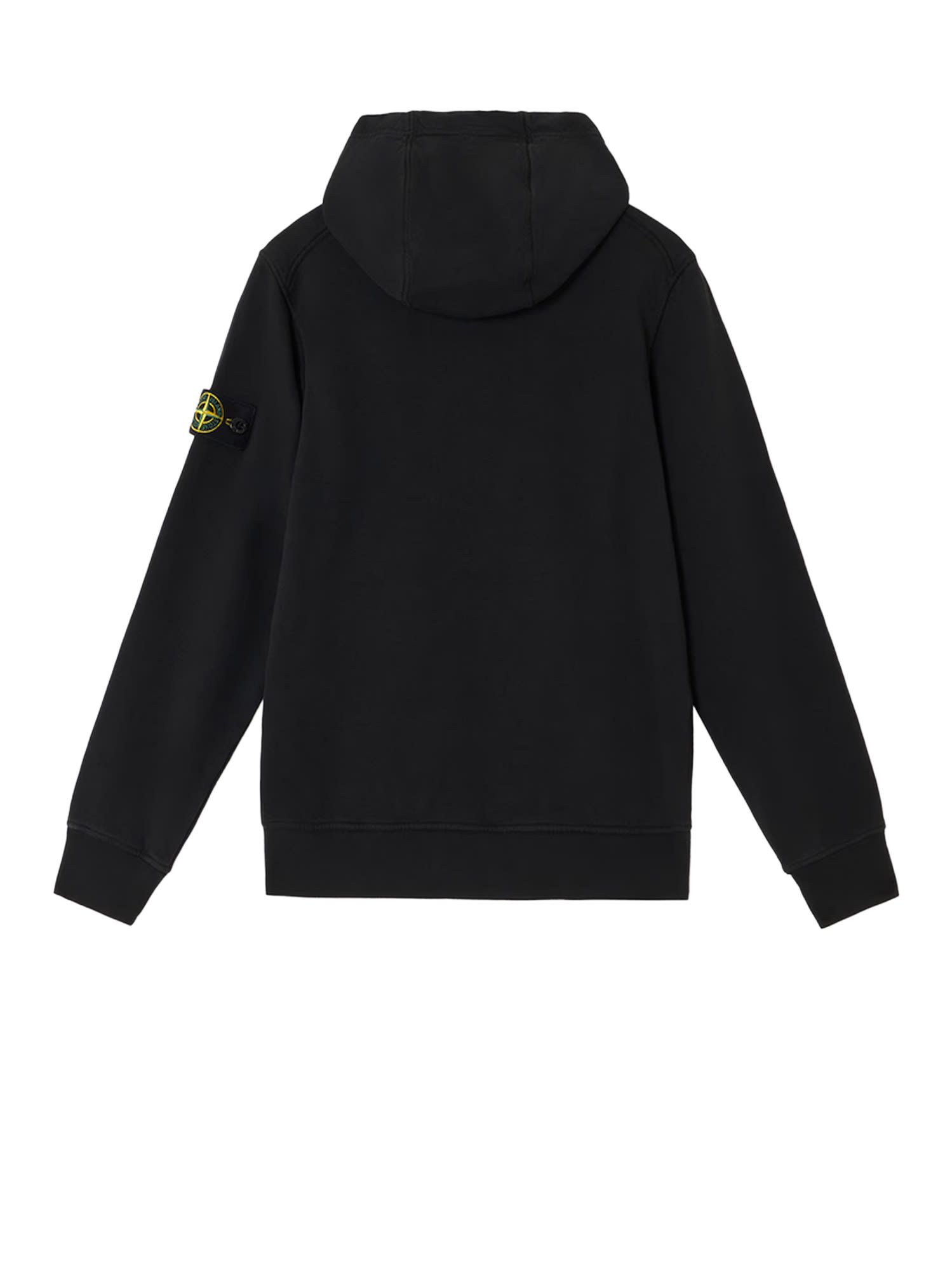 Stone Island Hooded Sweatshirt With Front Pocket And Ribbed Cuffs In Black