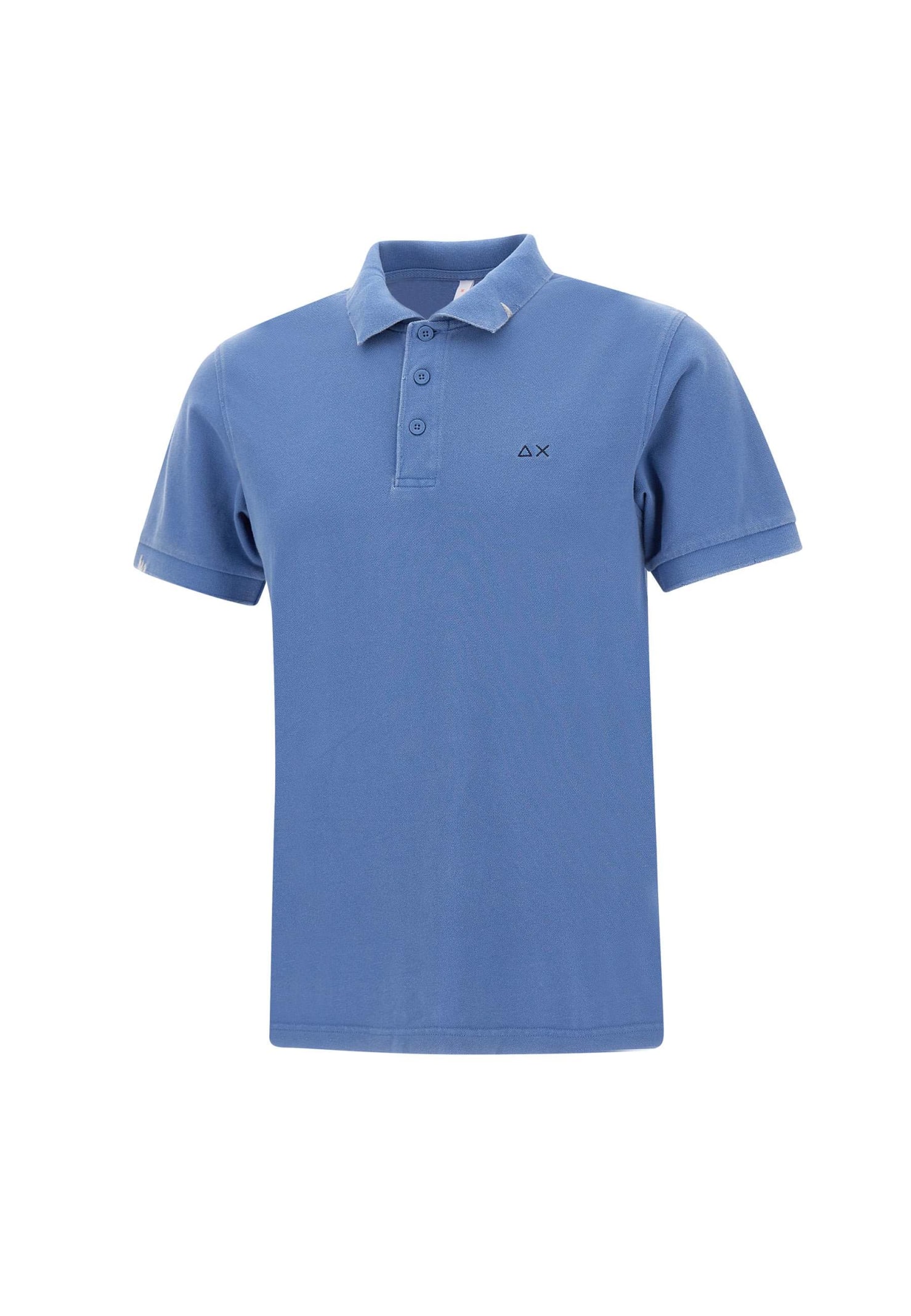 Shop Sun 68 Solid Cotton Polo Shirt In Blue