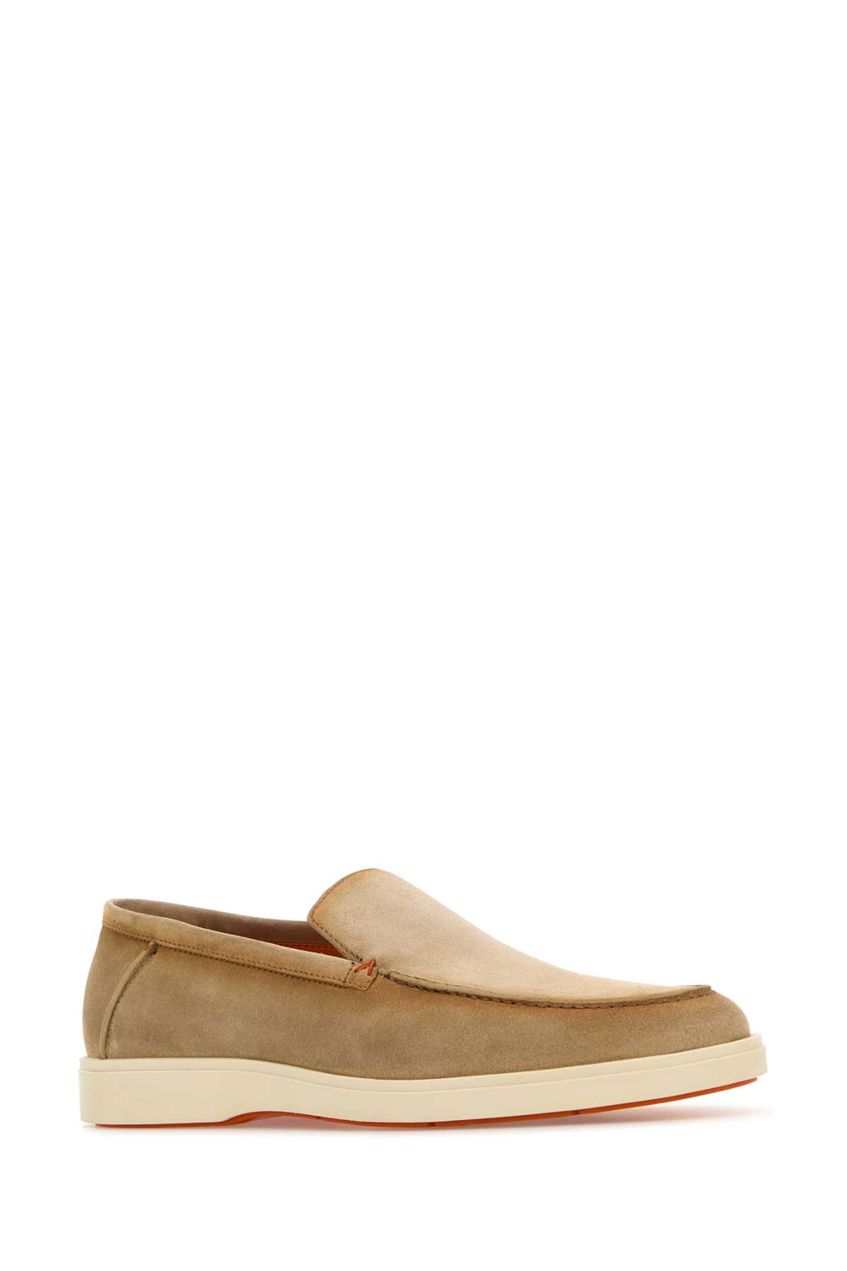 Santoni Brown Suede Loafers With Rubber Sole In Neutral