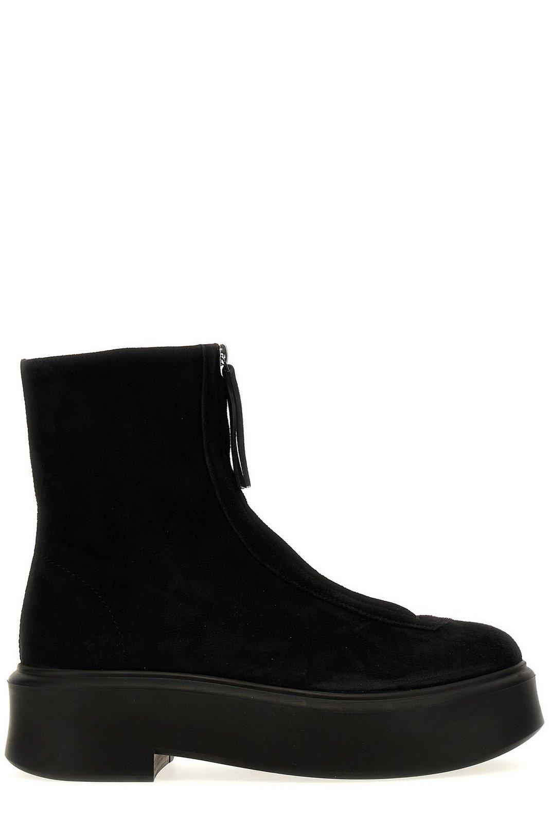 Shop The Row Front-zipped Ankle Boots In Blk