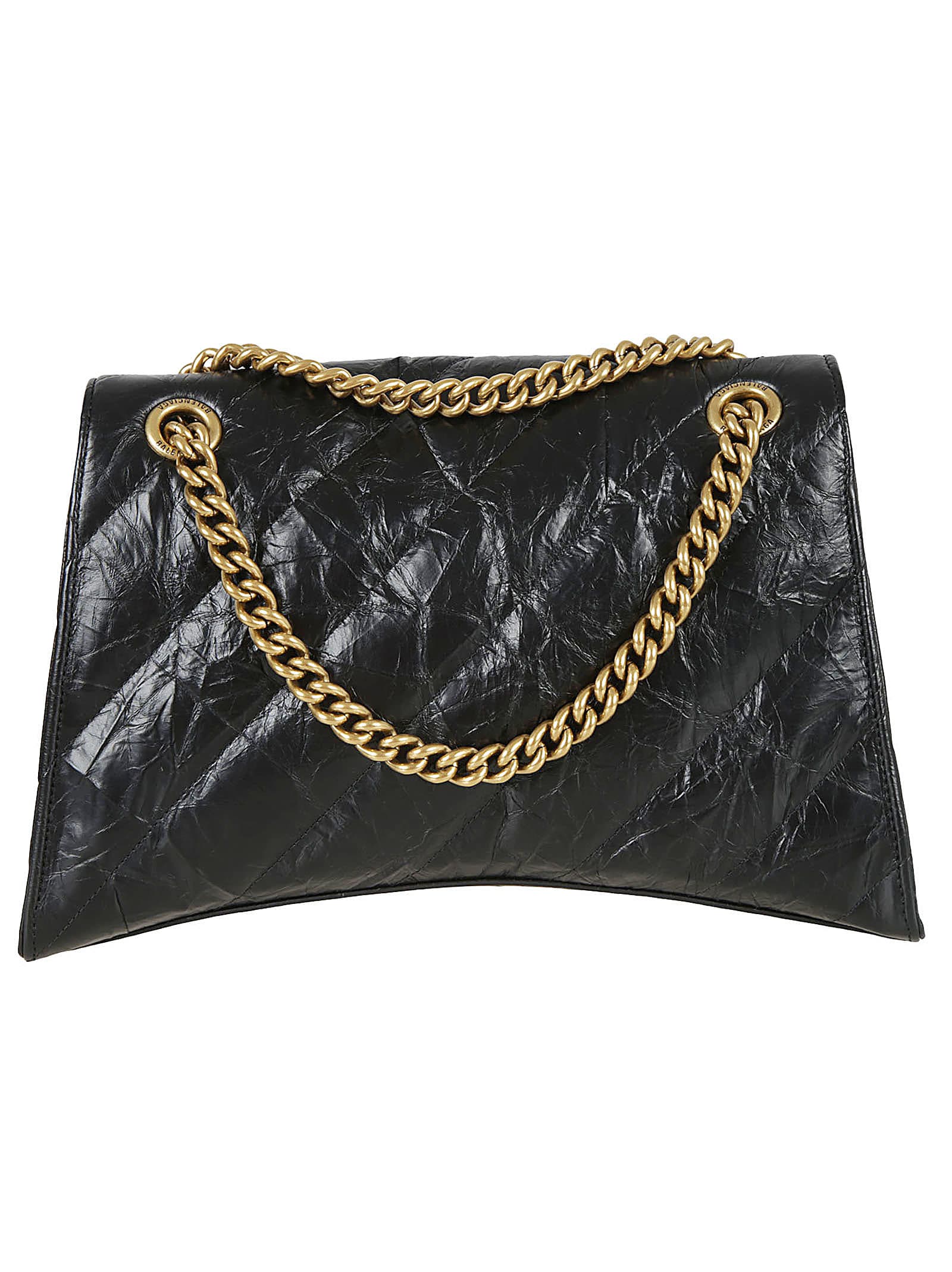 Shop Balenciaga Medium Crush Shoulder Bag In Black