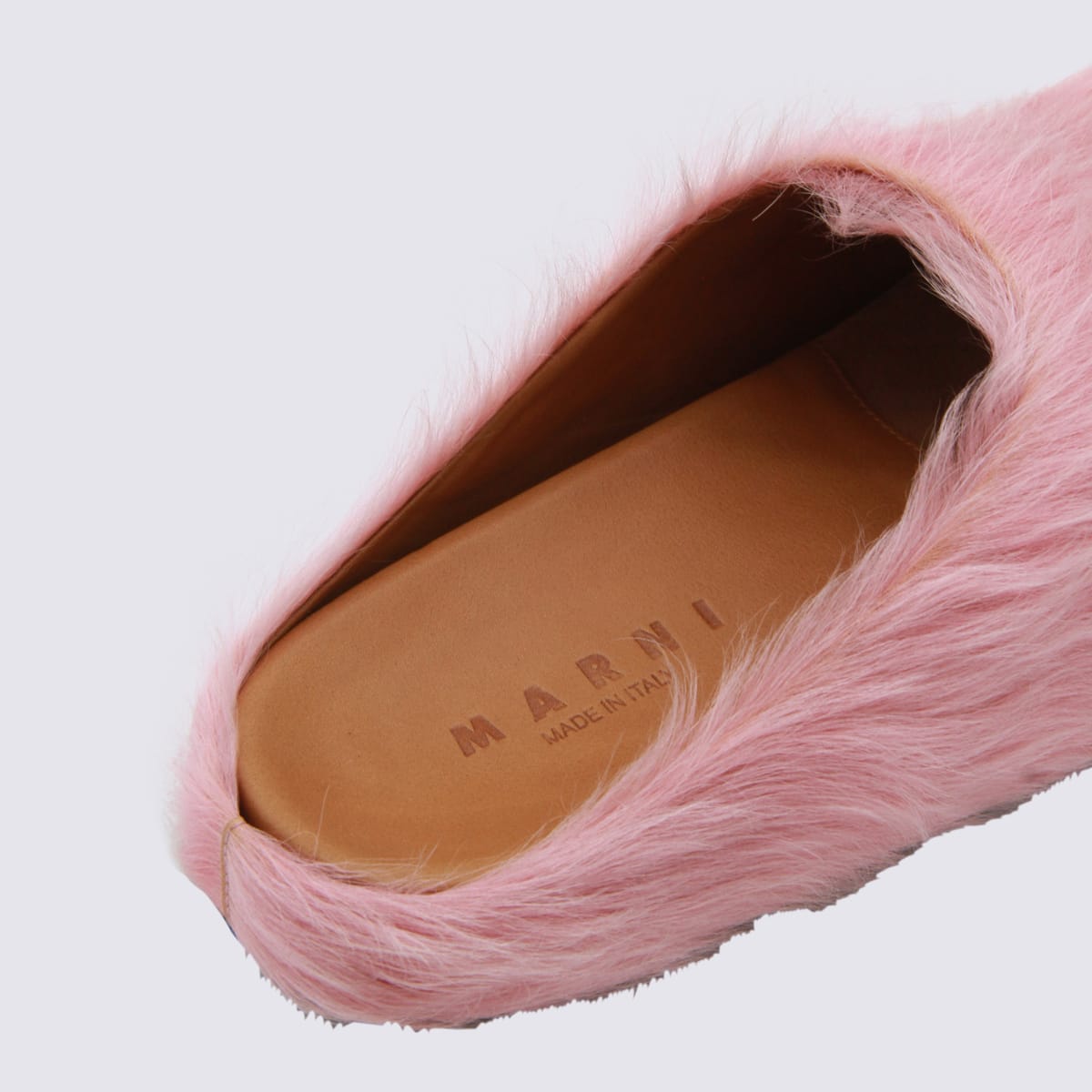 Marni Calf Hair Flat Sole Round Toe Sandals In Pink