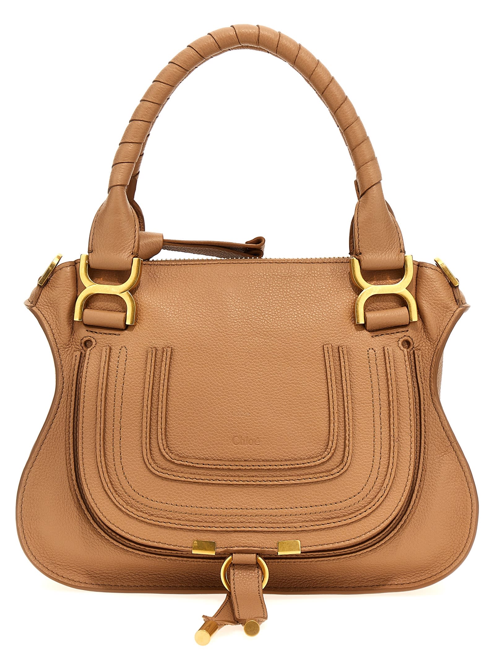 Chloé Chloè Marcie Small Leather Handbag In Sand