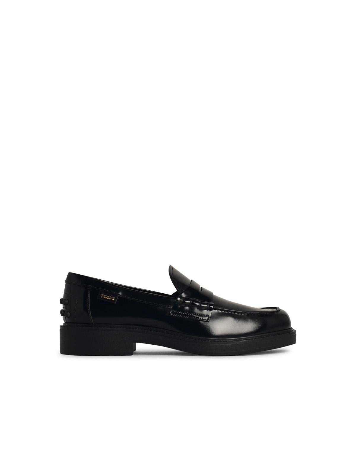 Shop Tod's Black Leather Loafers